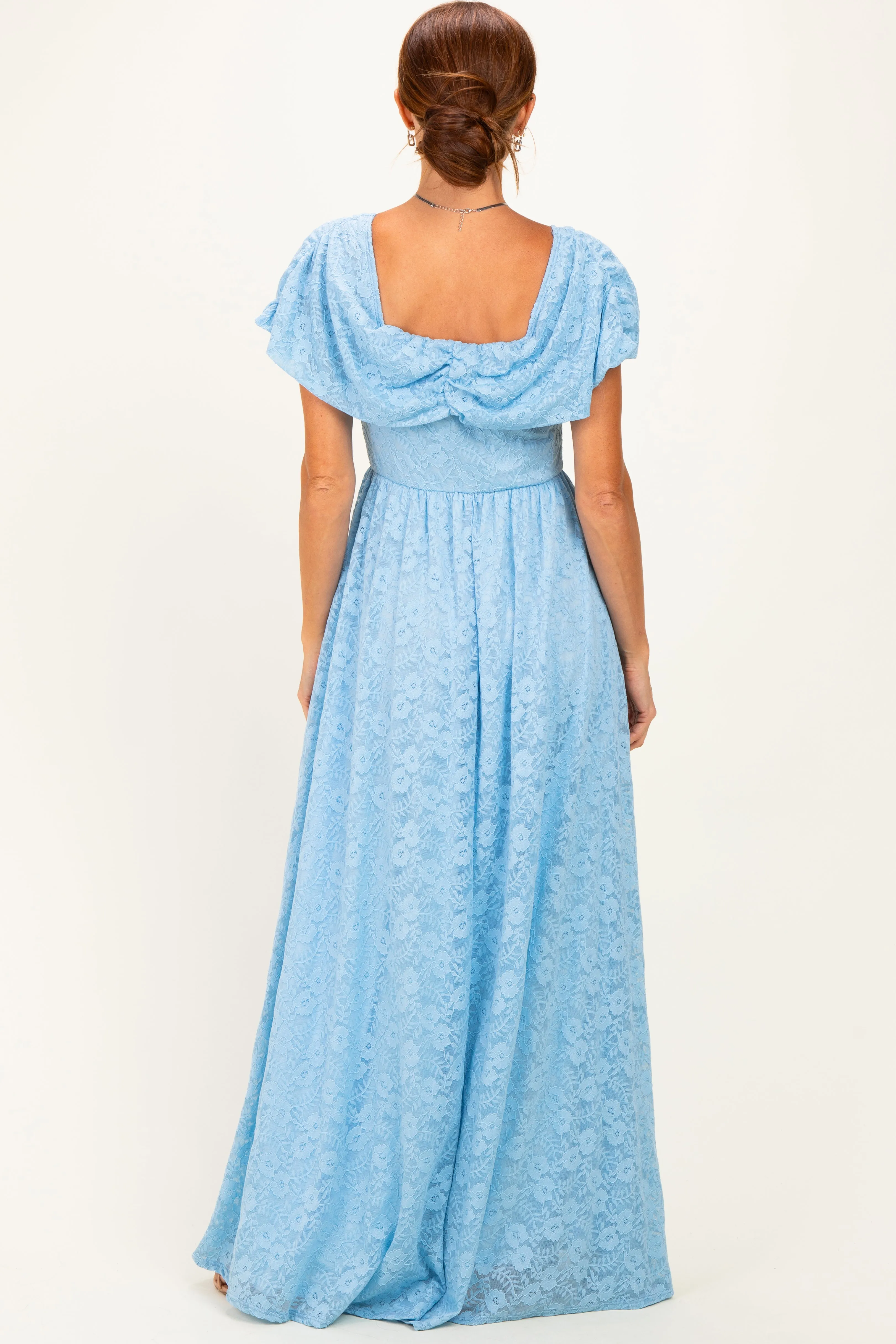 Light Blue Lace Maxi Dress sold by Pinkblush product image thumbnail 4
