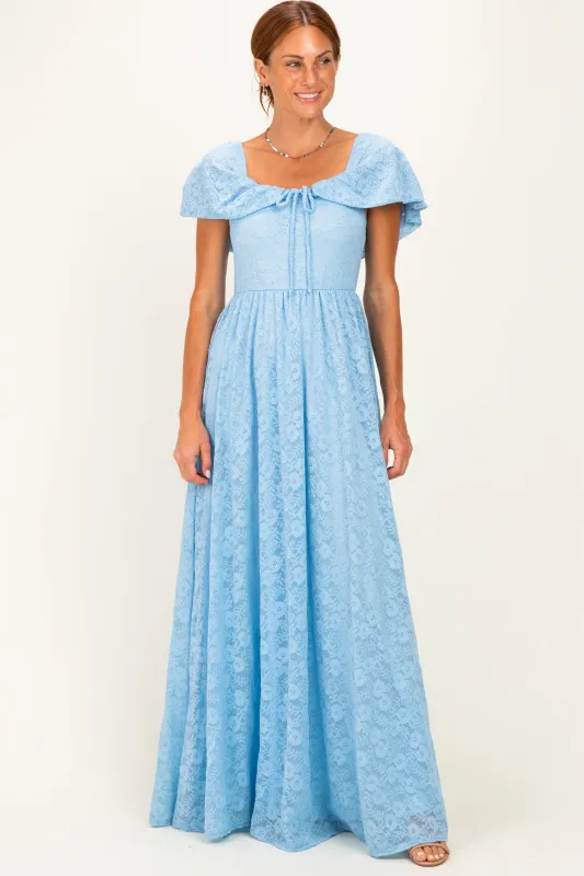 Light Blue Lace Maxi Dress made by Pinkblush