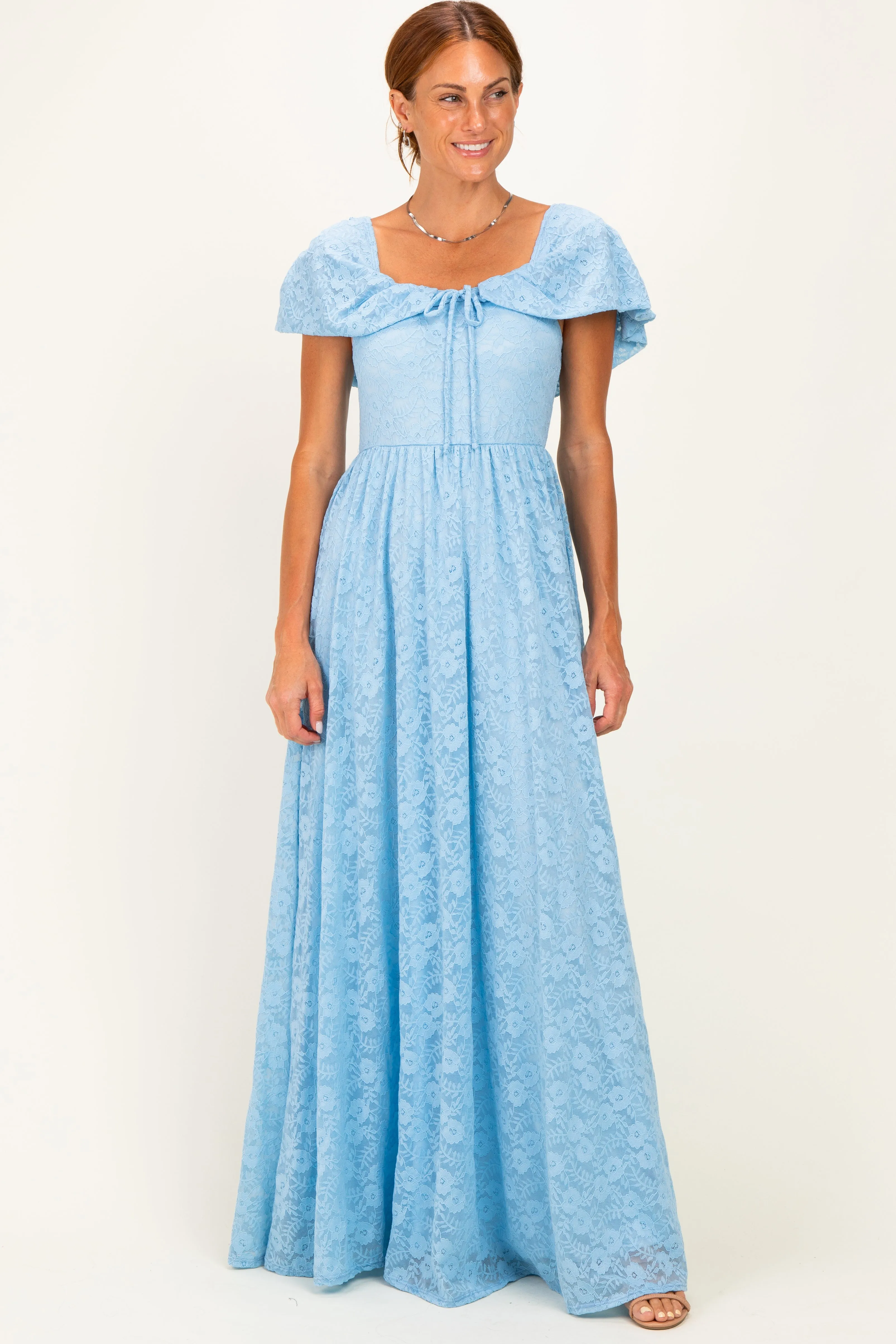 Light Blue Lace Maxi Dress sold by Pinkblush