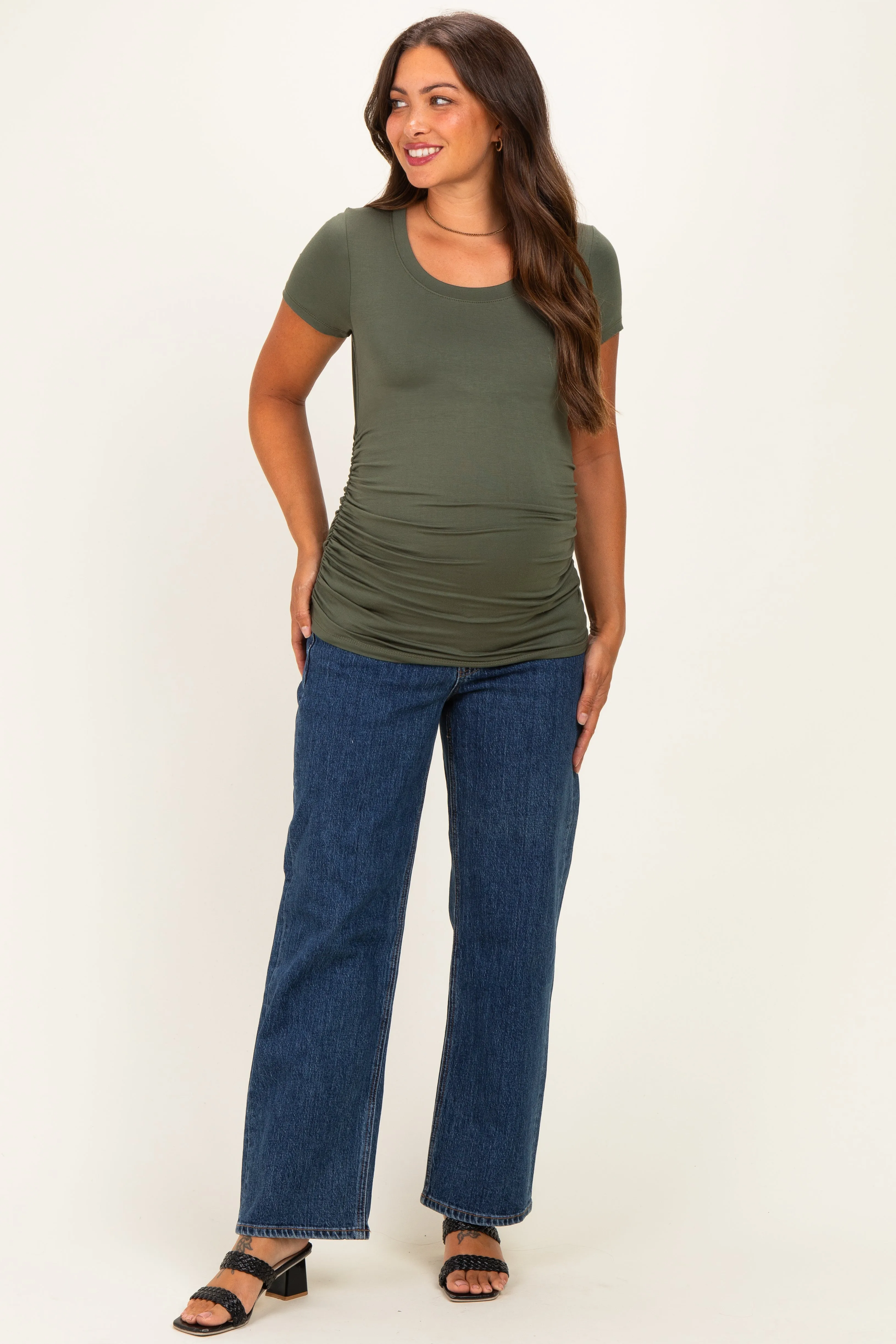 Sage Basic Short Sleeve Maternity Fitted Top sold by Pinkblush product image thumbnail 2