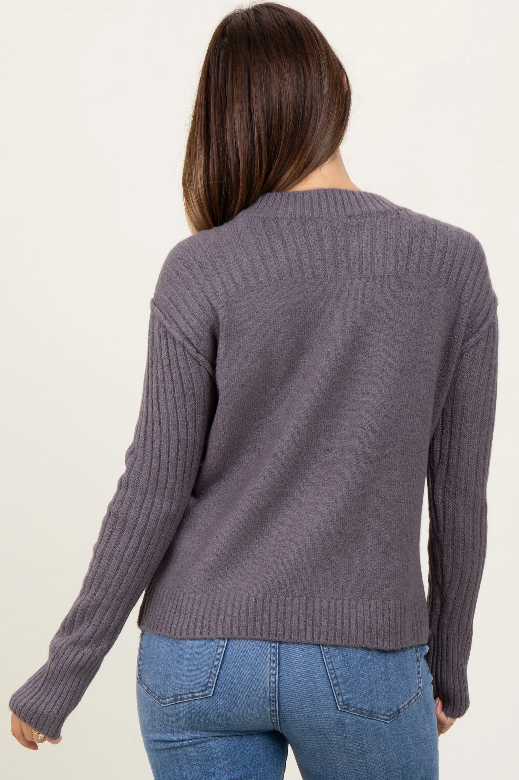 Grey Rib Knit Maternity Sweater sold by Pinkblush product image thumbnail 4