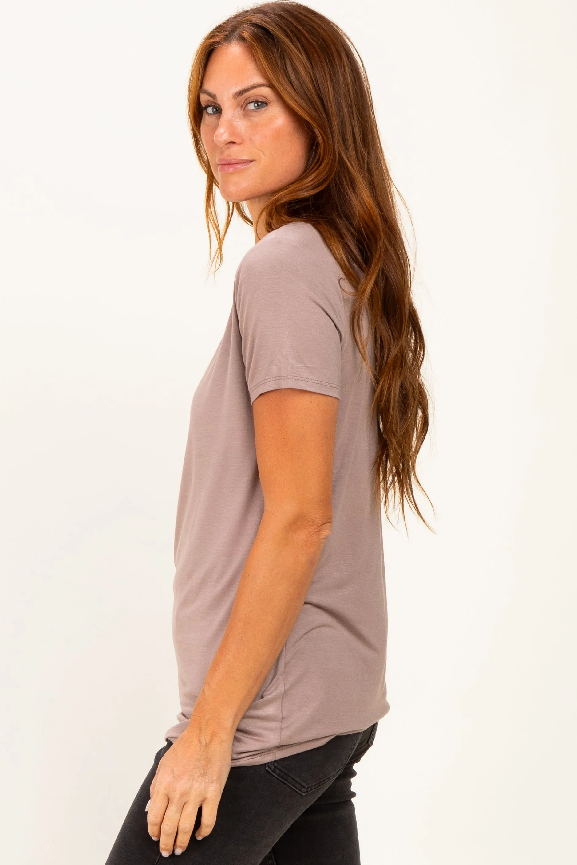 Mocha Basic Short Sleeve Top sold by Pinkblush product image thumbnail 2