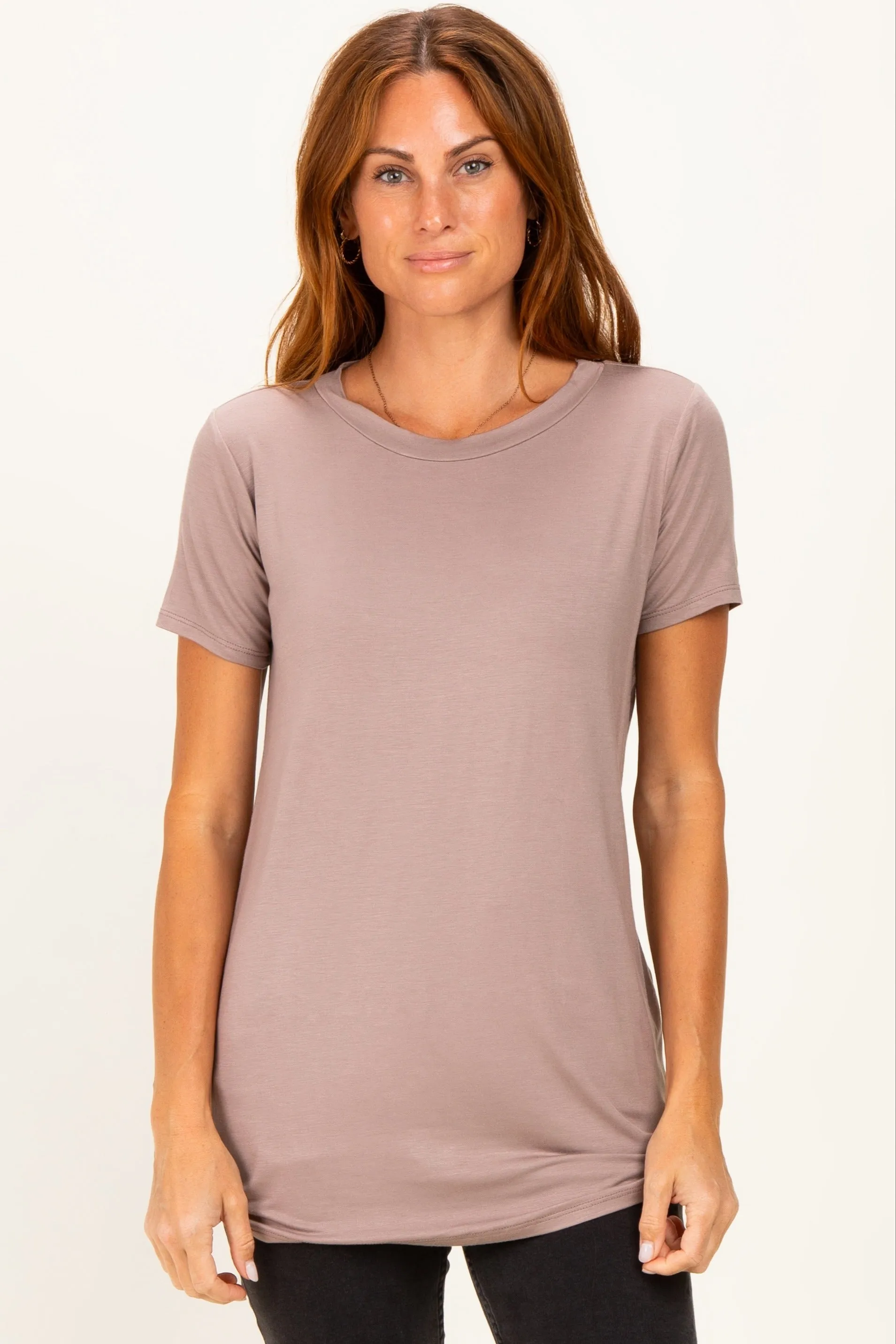 Mocha Basic Short Sleeve Top sold by Pinkblush product image thumbnail 4