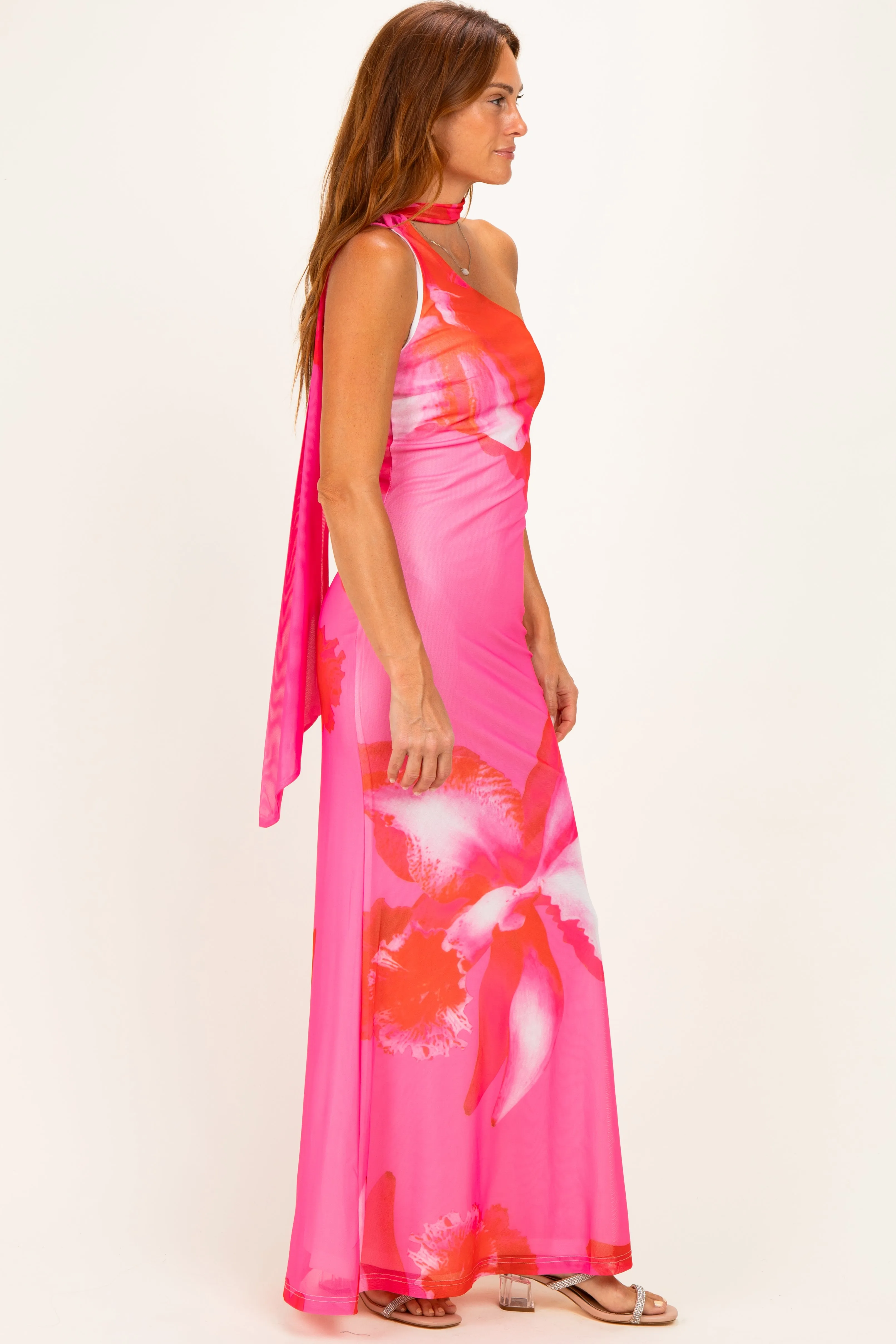 Pink Floral Neck Scarf Maxi Dress sold by Pinkblush product image thumbnail 3