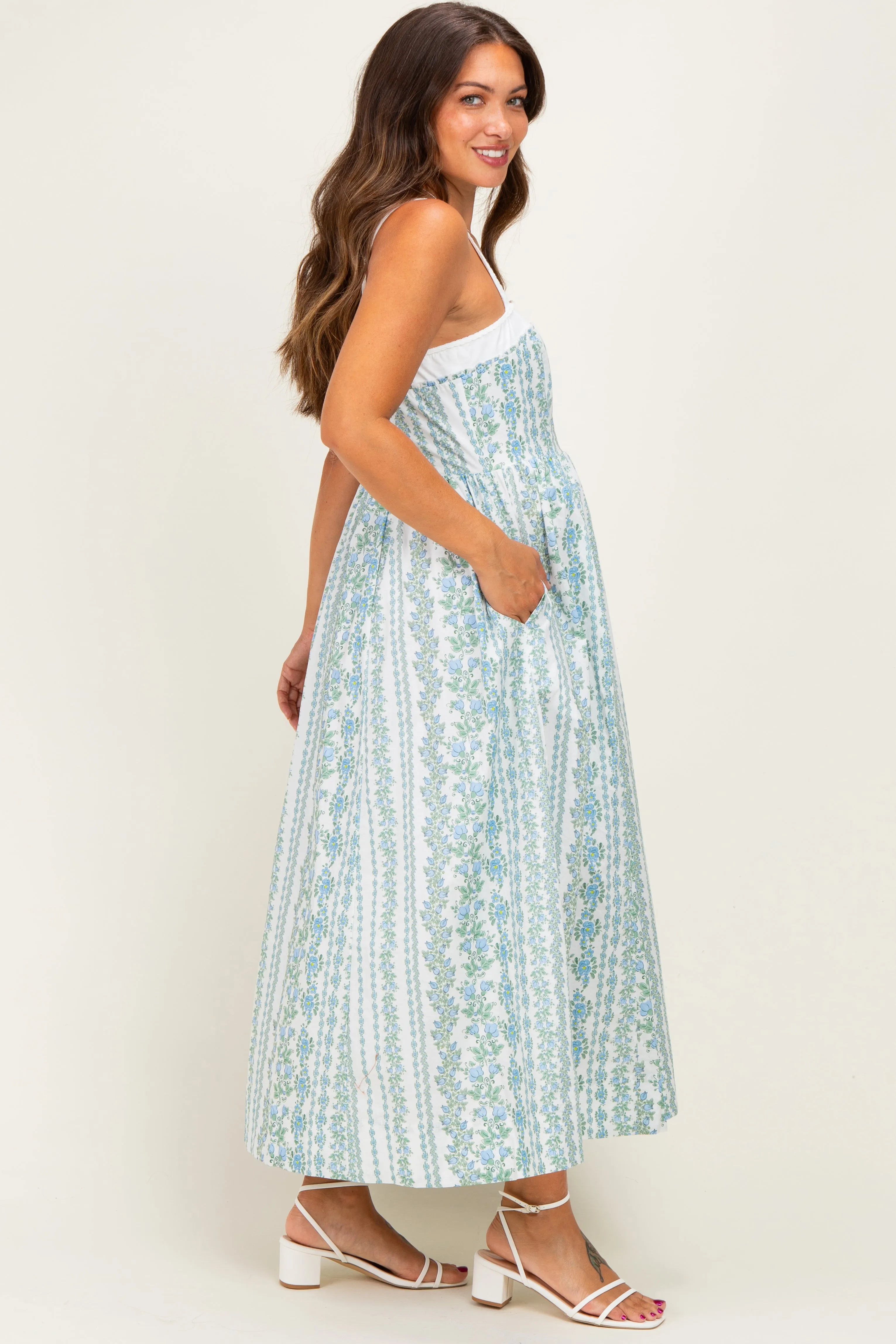 French Blue Column Floral Print Maternity Maxi Dress sold by Pinkblush product image thumbnail 2
