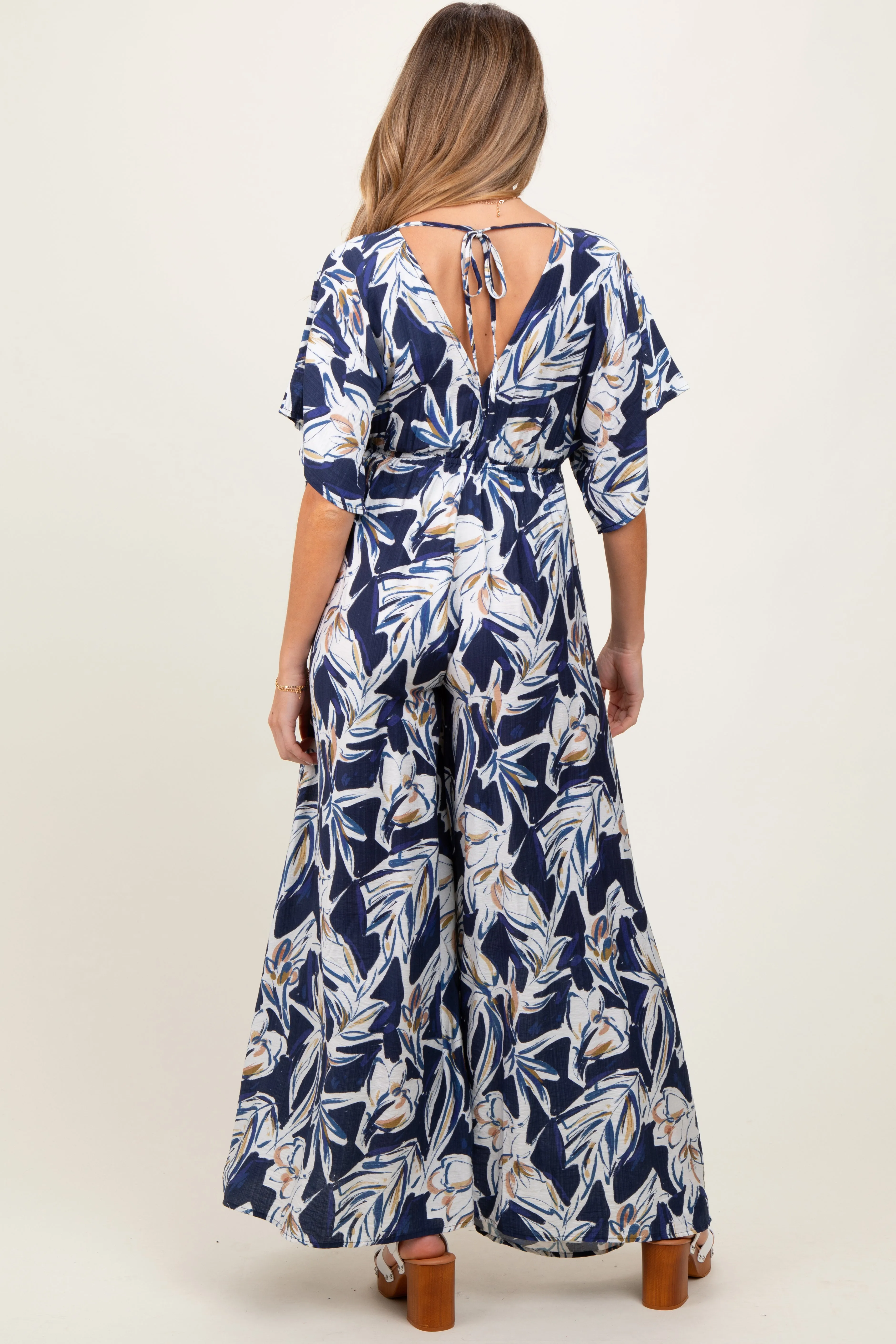Blue Tropical Floral Maternity Maxi Dress sold by Pinkblush product image thumbnail 3