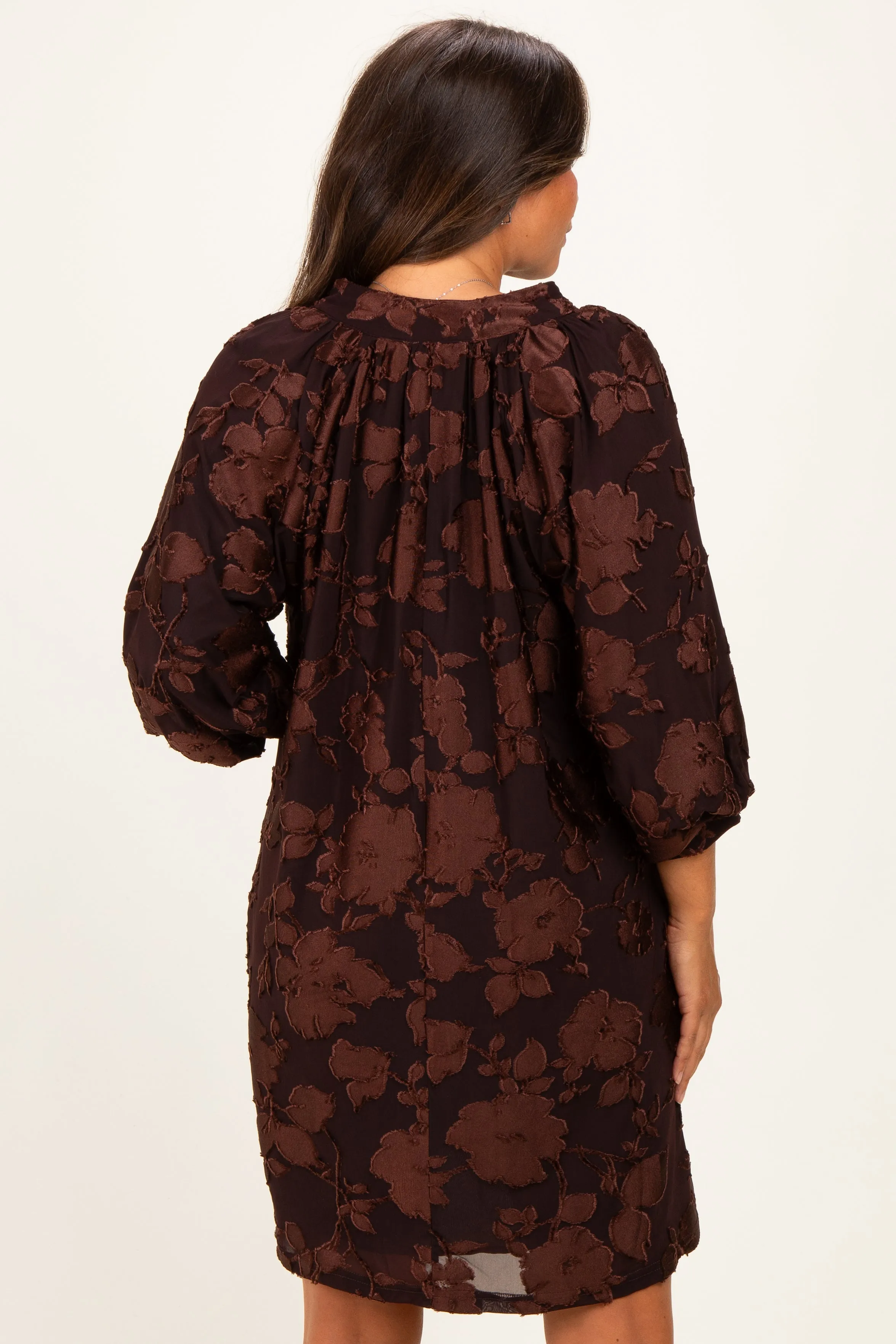 Brown Floral Velvet Maternity Dress sold by Pinkblush product image thumbnail 4