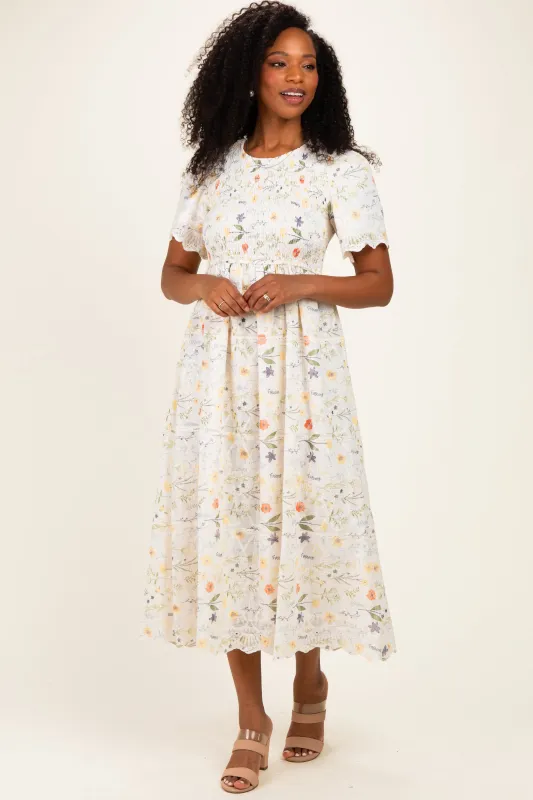 Beige Floral Button Down Collared Midi Dress made by tea n rose
