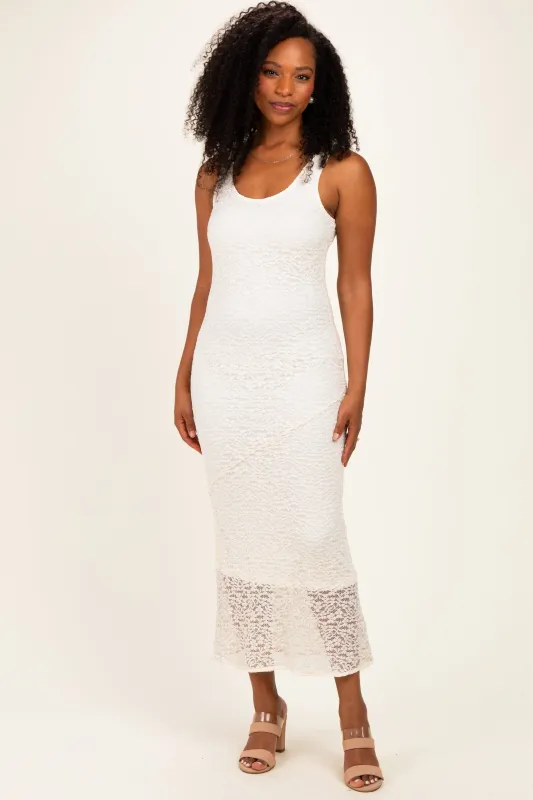 Cream Floral Lace Midi Dress made by By Together