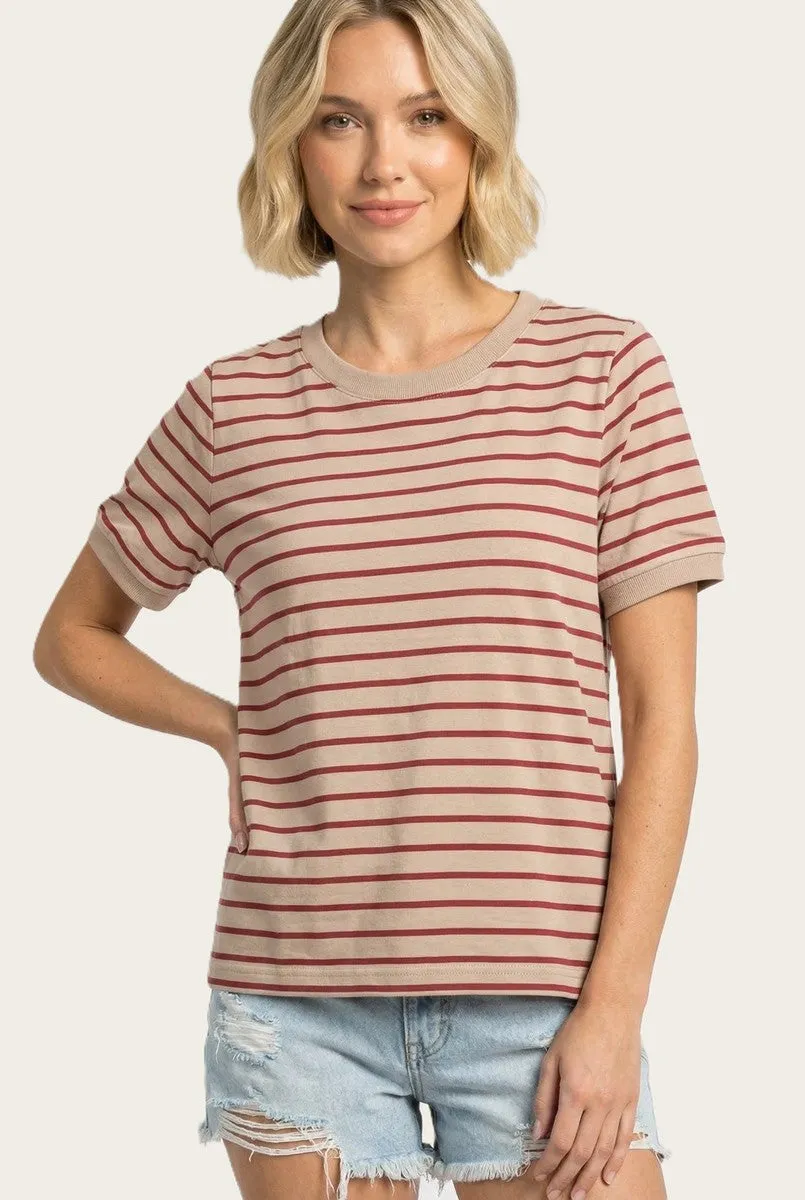 Tan Striped Solid Trim Maternity Tee sold by Pinkblush product image thumbnail 5