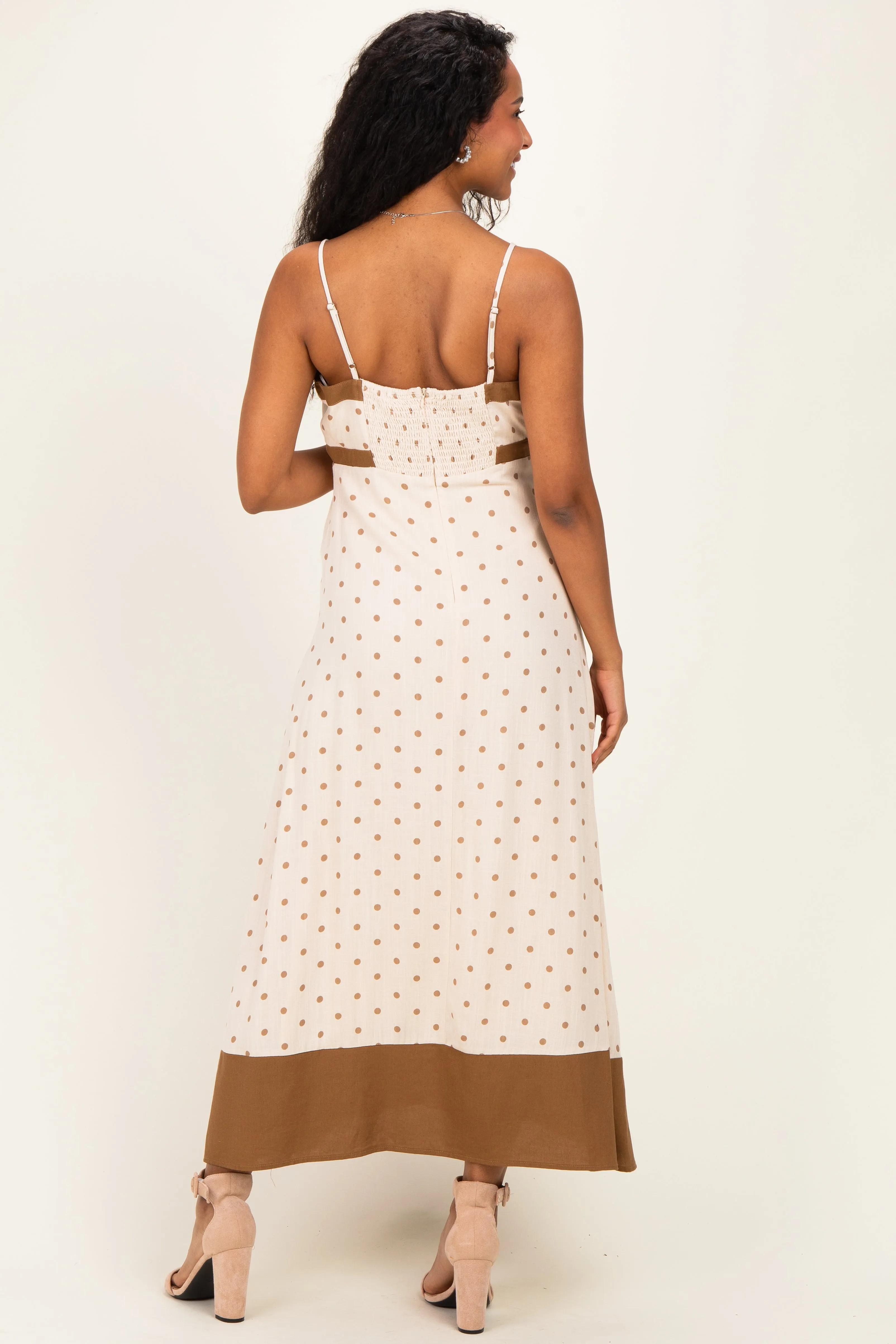 Natural Polka Dot Maternity Maxi Dress sold by Pinkblush product image thumbnail 4