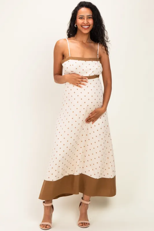 Natural Polka Dot Maternity Maxi Dress made by Able