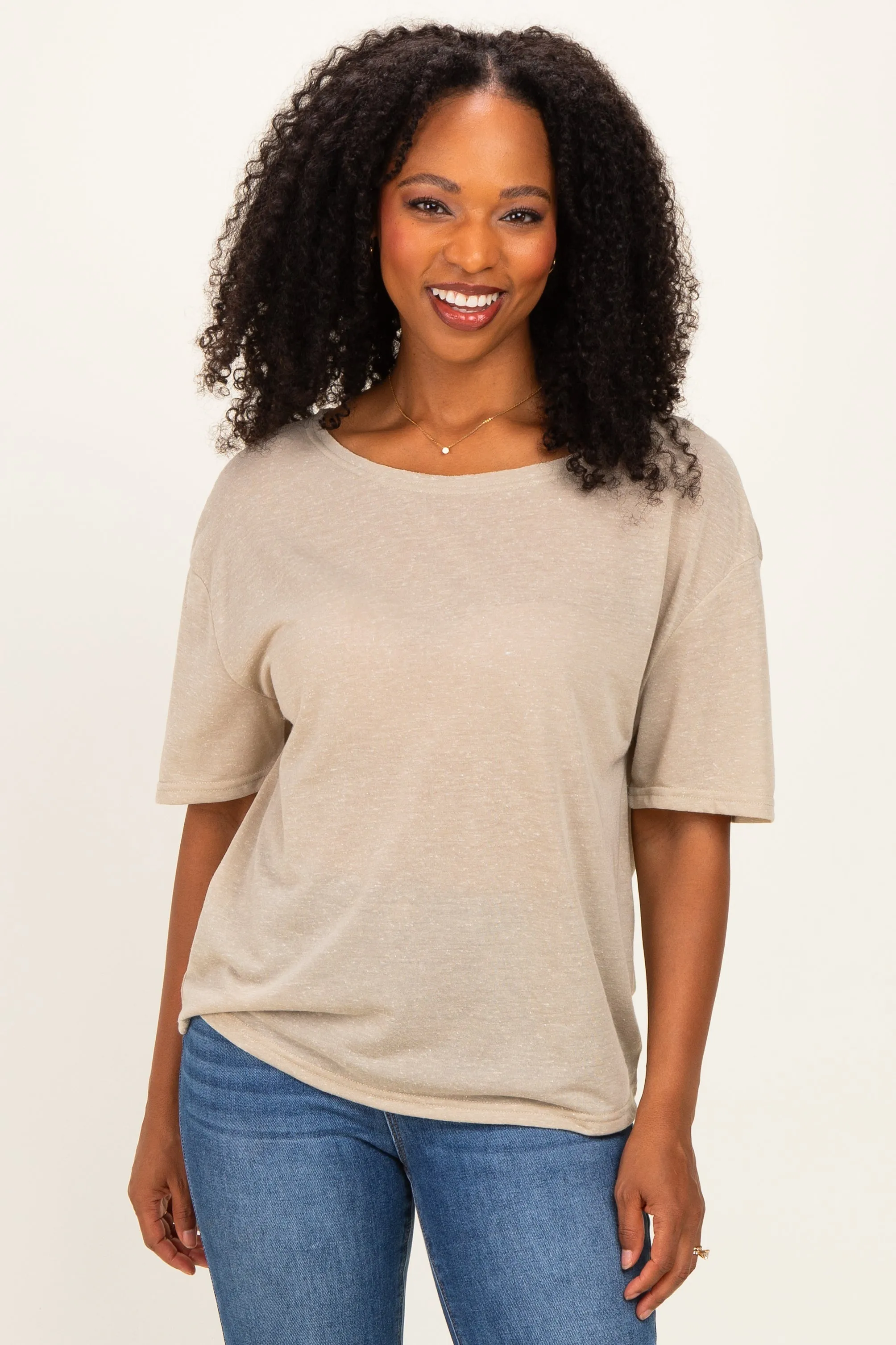 Light Olive Relaxed Fit Short Sleeve Maternity Top sold by Pinkblush product image thumbnail 4