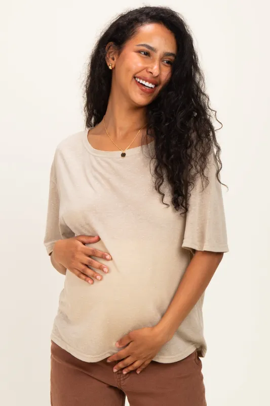 Light Olive Relaxed Fit Short Sleeve Maternity Top made by BiBi