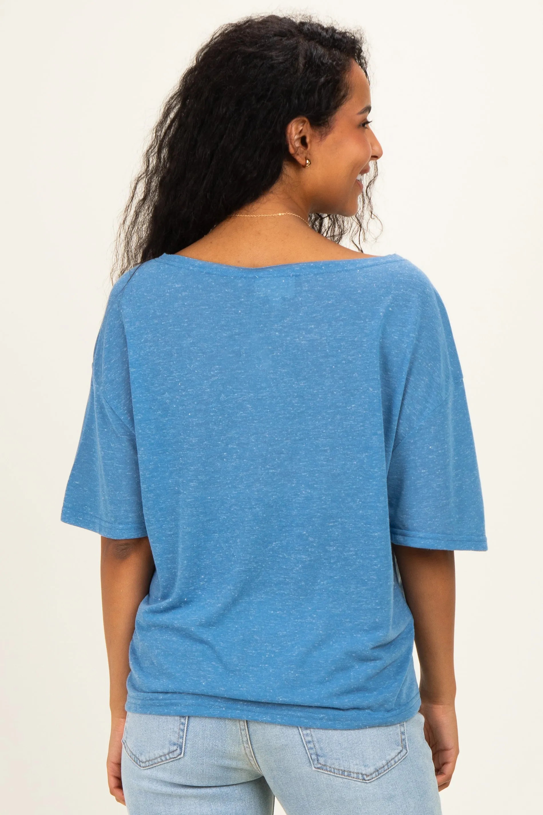 Blue Relaxed Fit Short Sleeve Maternity Top sold by Pinkblush product image thumbnail 3