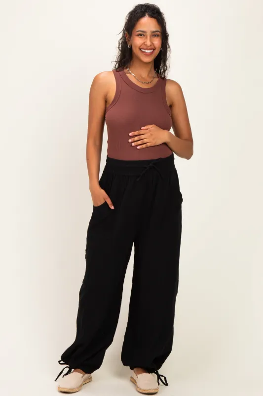 Black Tie Hem Maternity Pants made by Bluivy
