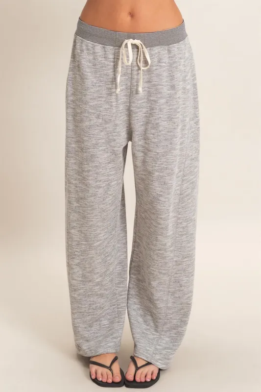 Heather Grey Contrast Waist Drawstring Pants made by HYFVE