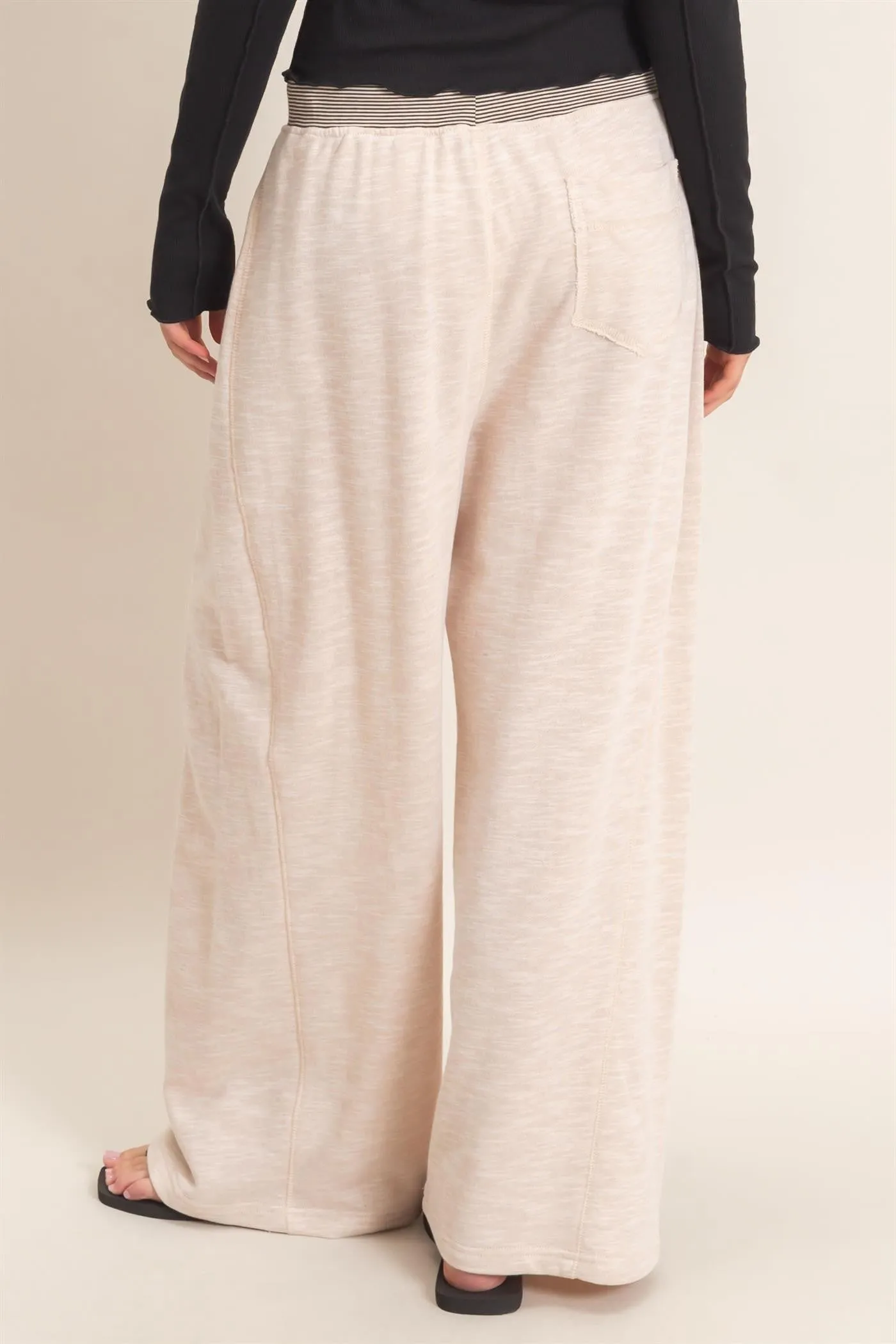 Oatmeal Contrast Waist Drawstring Pants sold by Pinkblush product image thumbnail 4