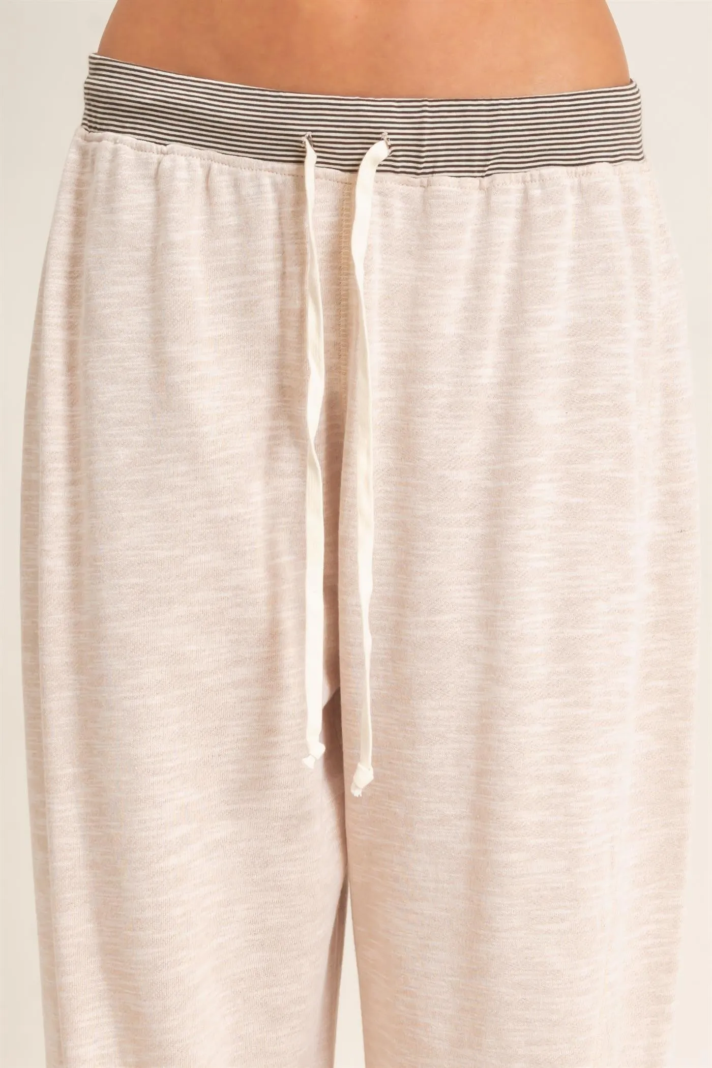 Oatmeal Contrast Waist Drawstring Pants sold by Pinkblush product image thumbnail 5