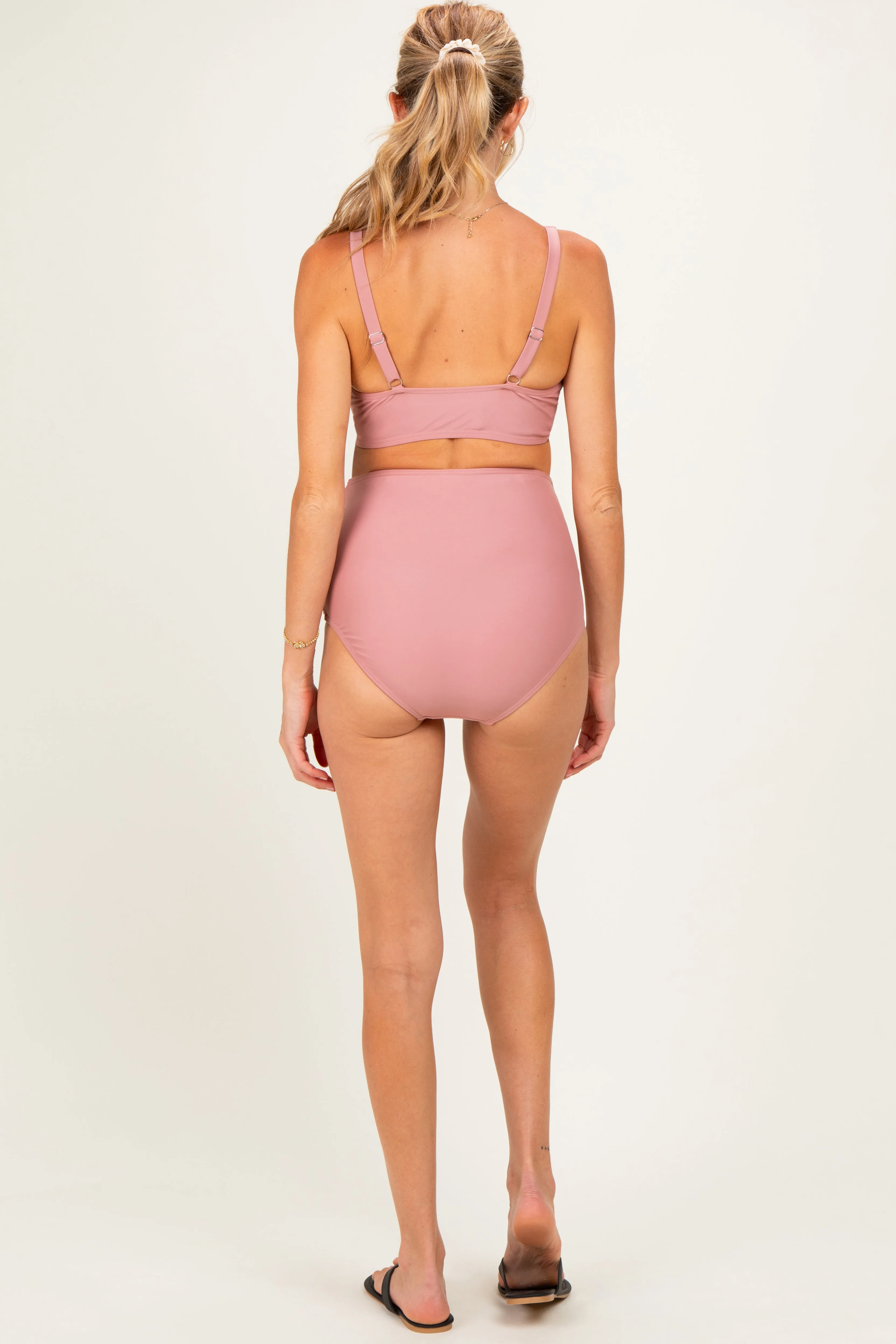 Mauve Pink High Waist Maternity Bikini Set sold by Pinkblush product image thumbnail 2