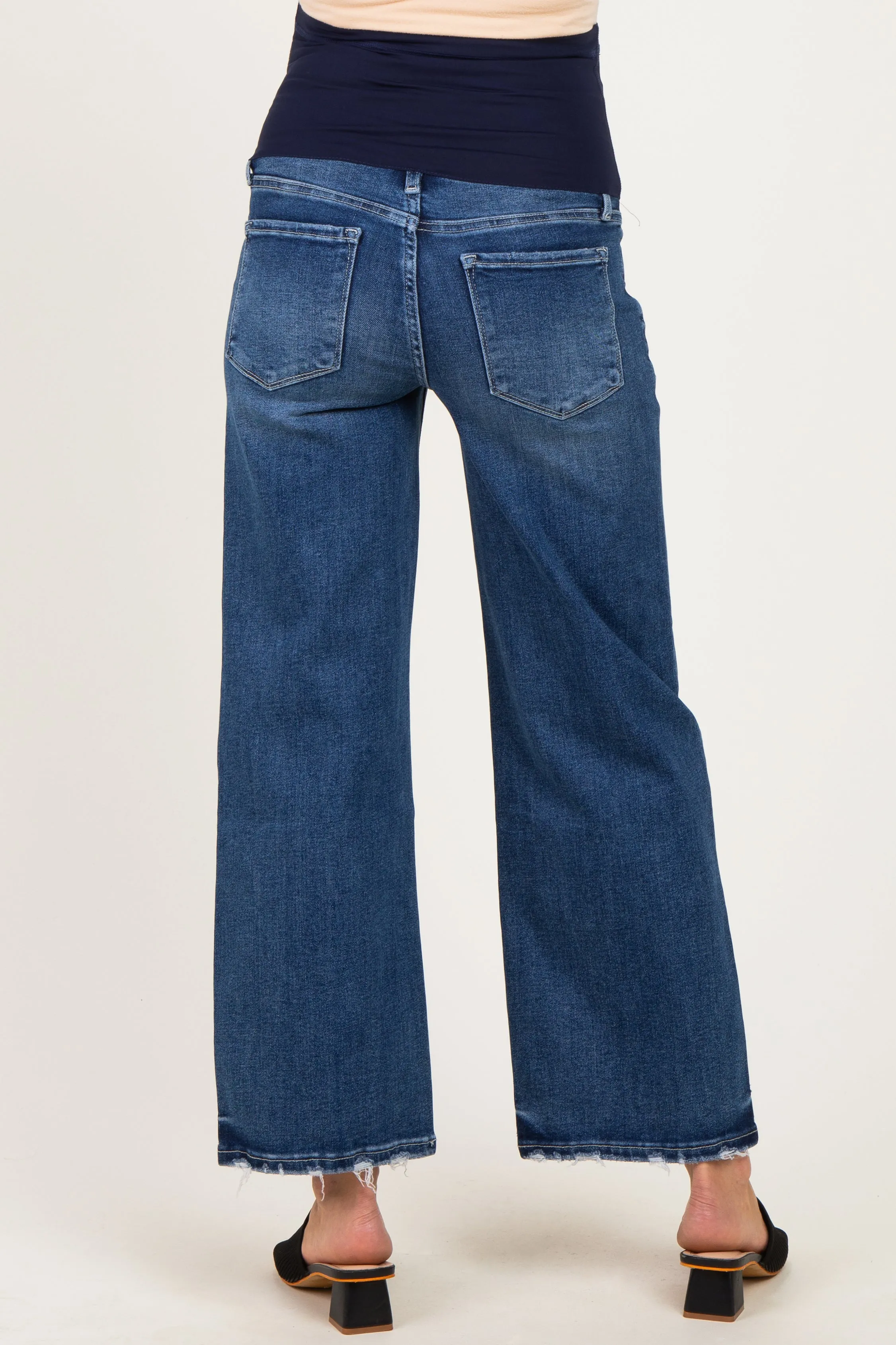 Navy Distressed Ankle Wide Leg Maternity Jeans sold by Pinkblush product image thumbnail 4
