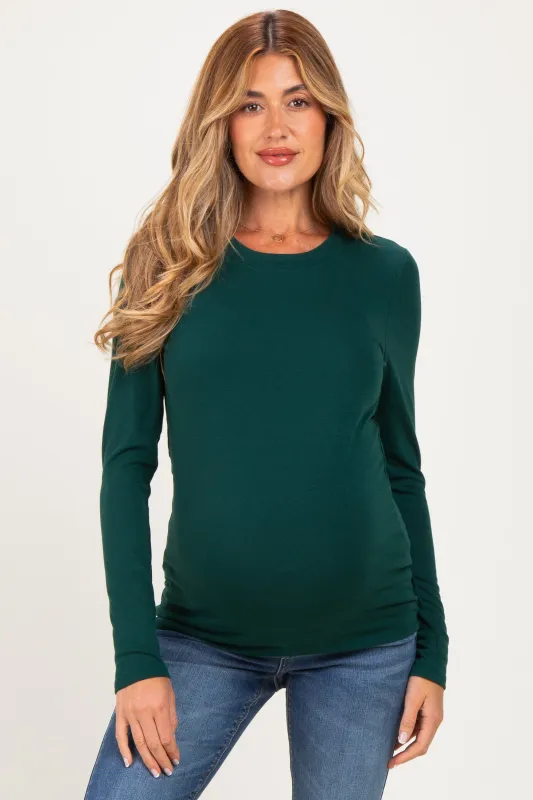 Emerald Long Sleeve Maternity Top made by Pinkblush