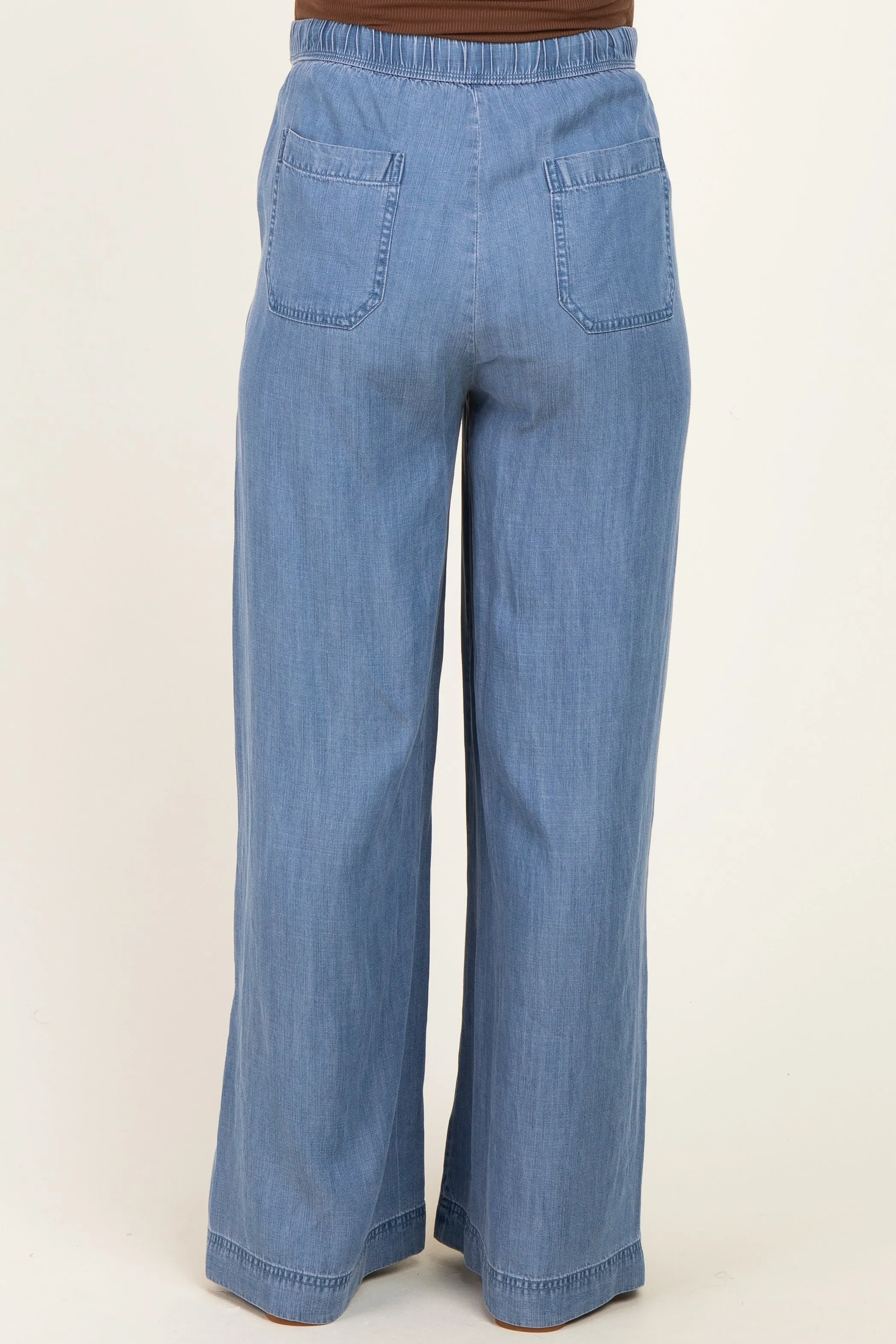 Medium Wash Chambray Wide Leg Maternity Pants sold by Pinkblush product image thumbnail 4