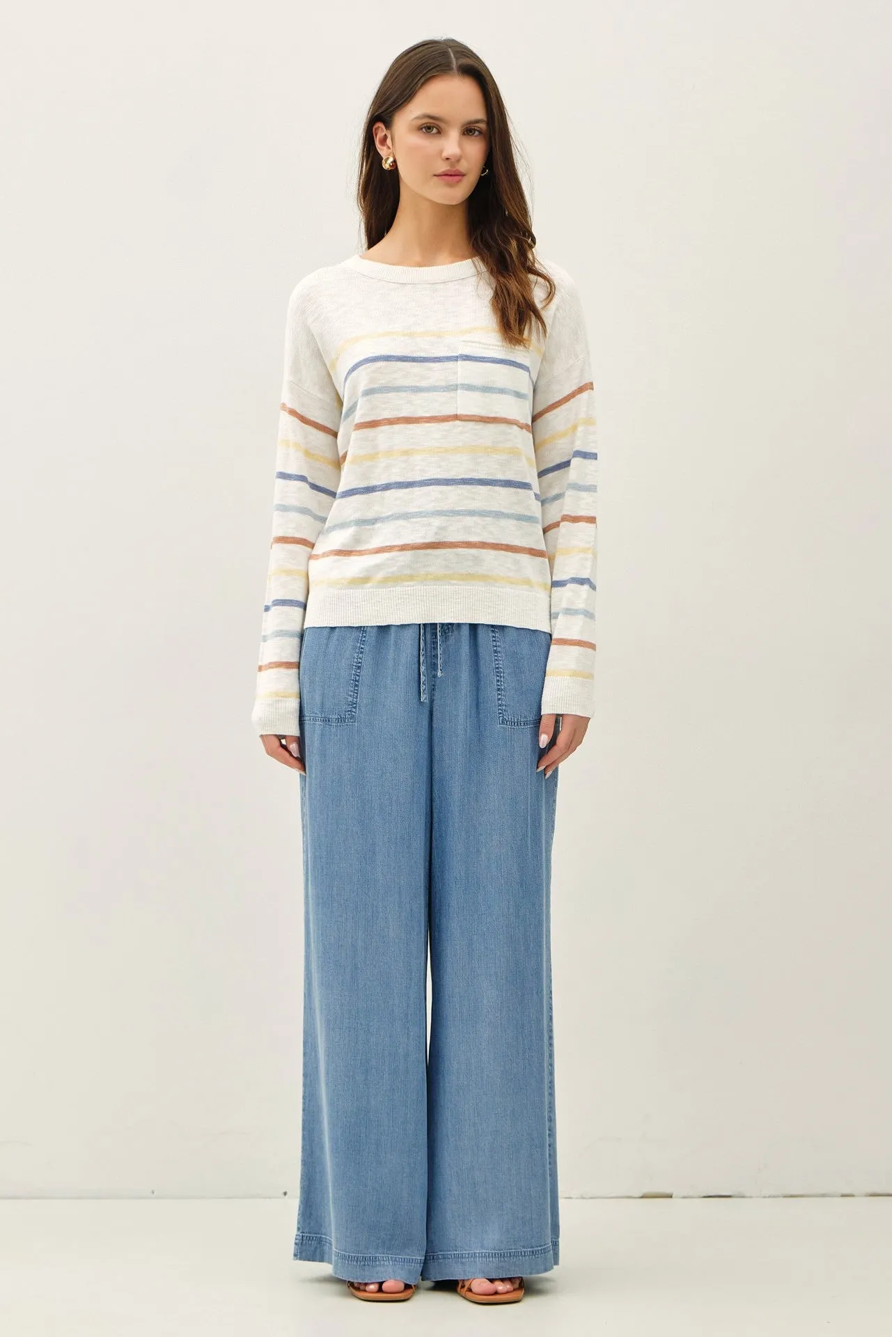 Medium Wash Chambray Wide Leg Maternity Pants sold by Pinkblush product image thumbnail 5