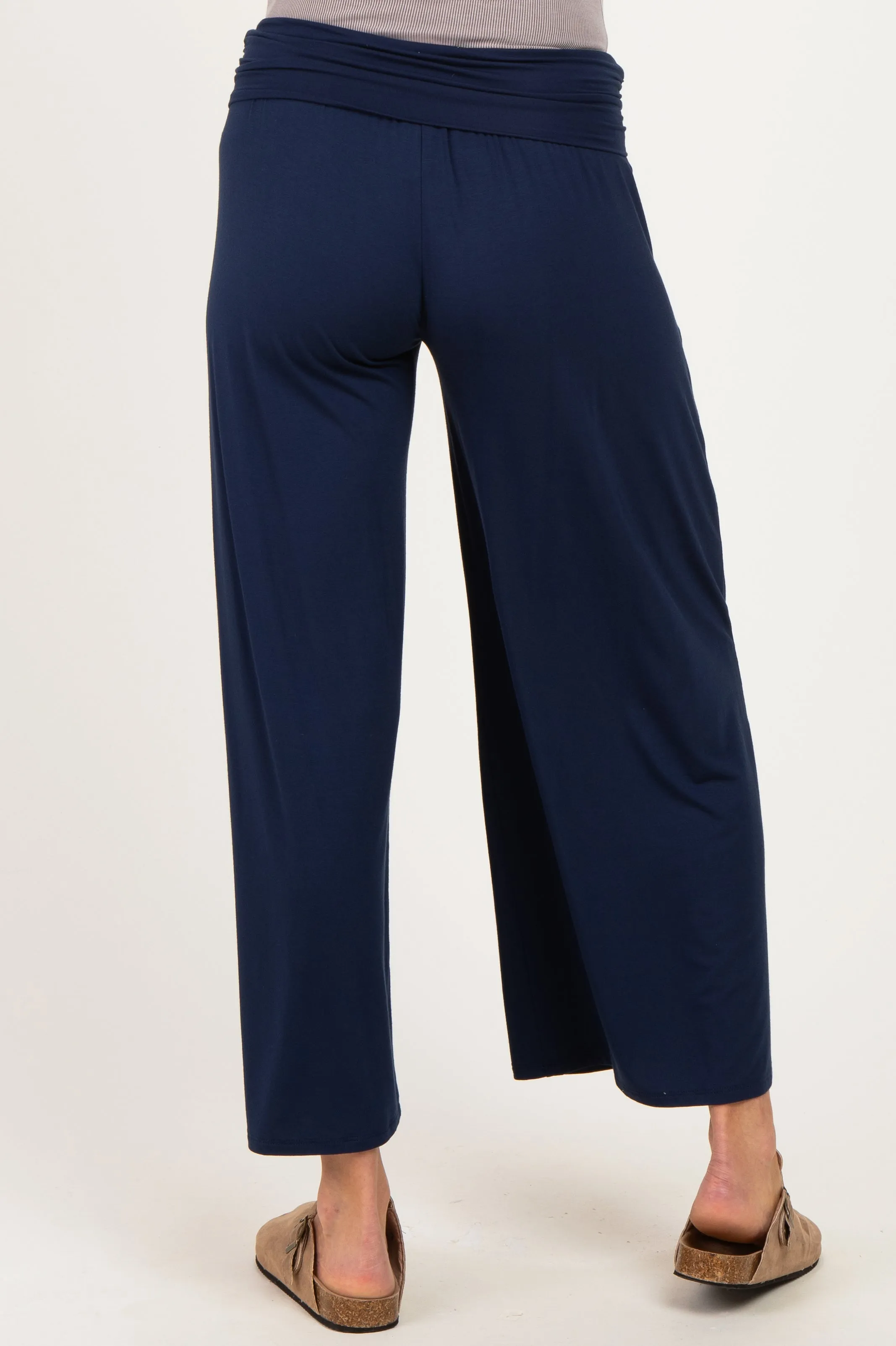Navy Wide Waist Band Maternity Wide Leg Maternity Pants sold by Pinkblush product image thumbnail 4