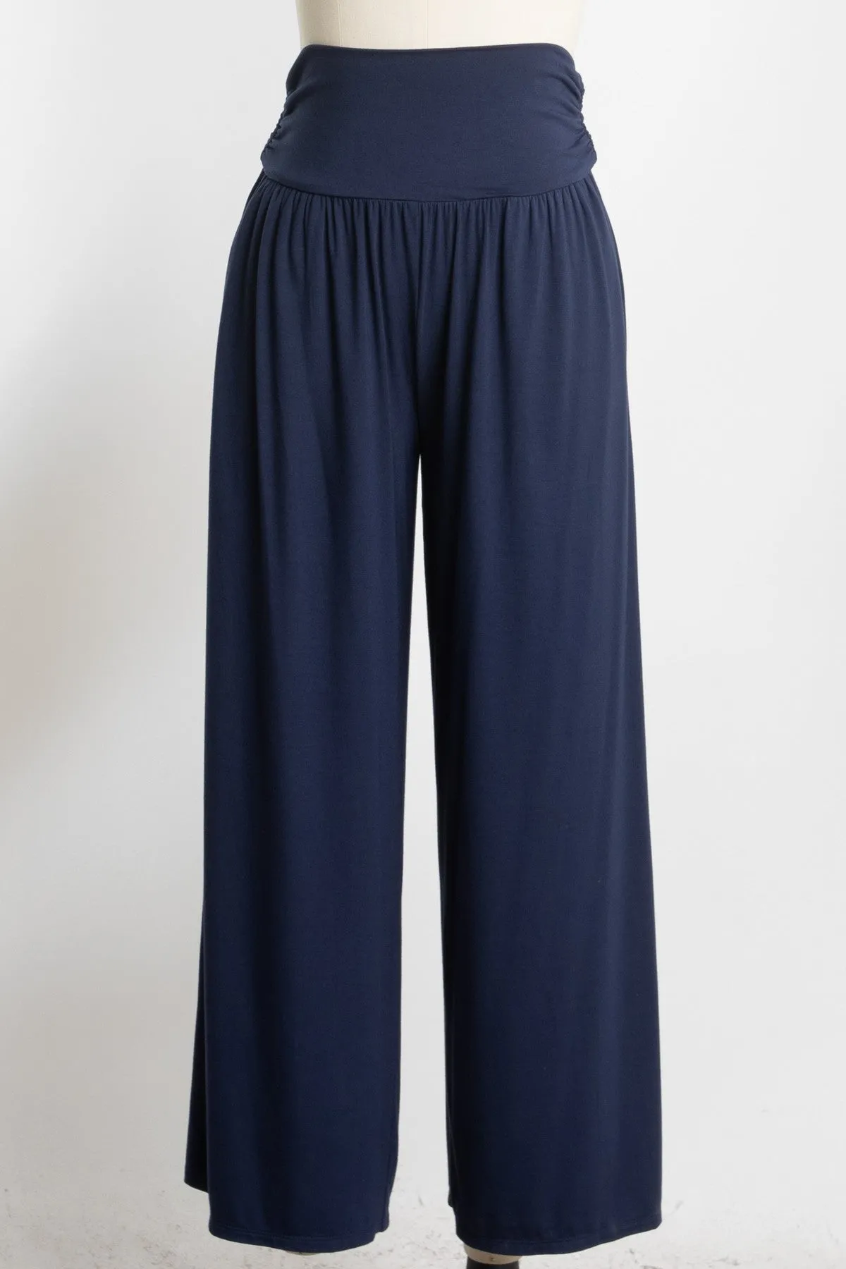 Navy Wide Waist Band Maternity Wide Leg Maternity Pants sold by Pinkblush product image thumbnail 5