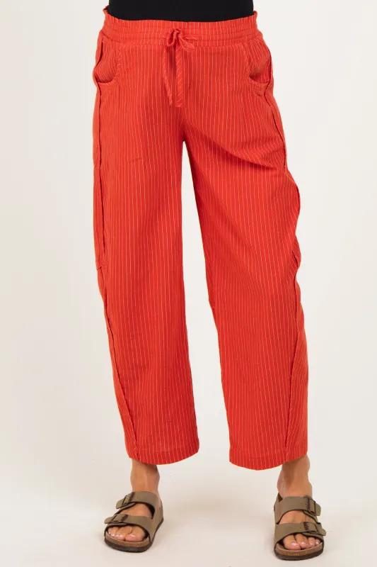 Red Textured Maternity Pants made by Pinkblush