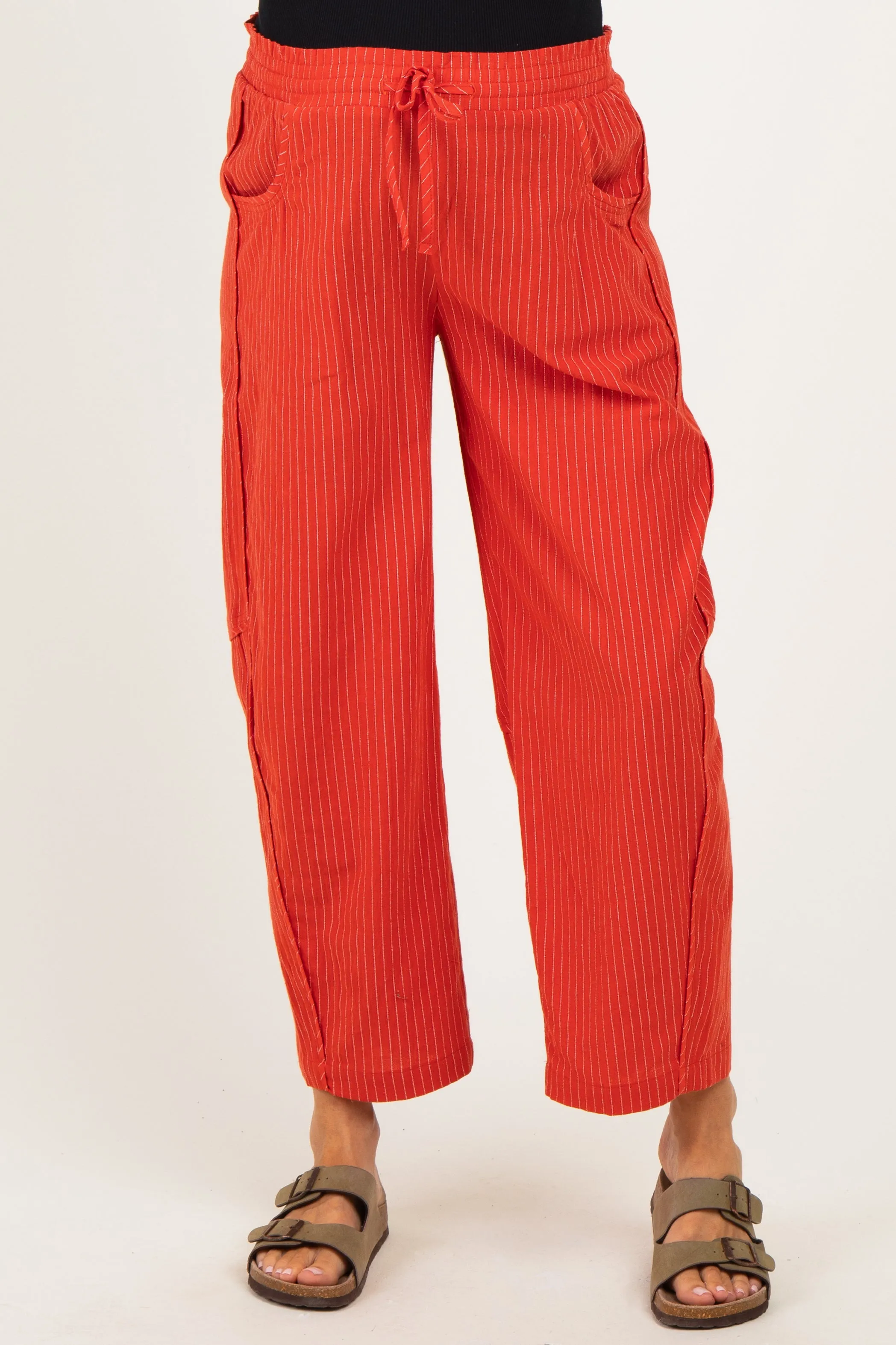 Red Textured Maternity Pants sold by Pinkblush