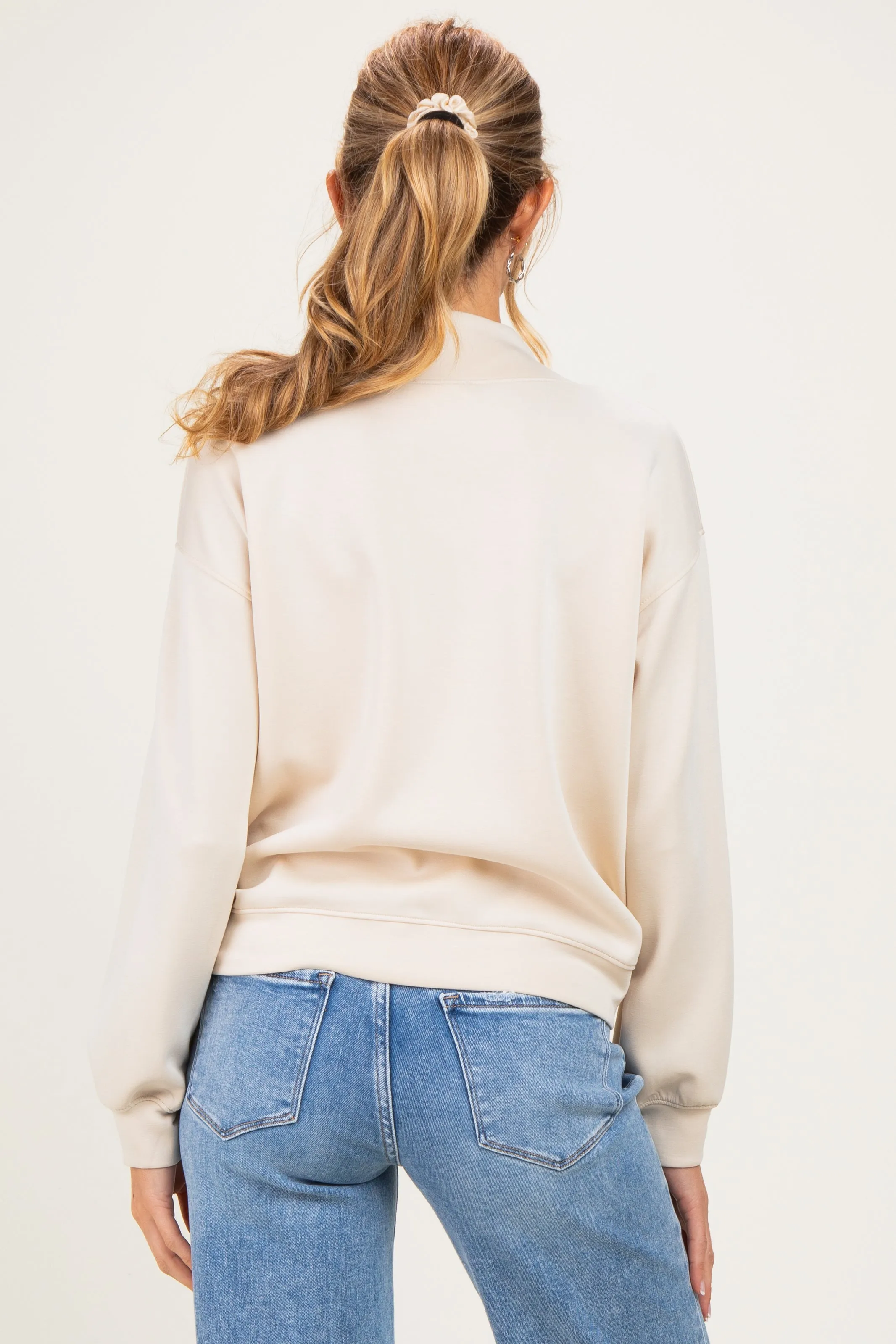 Cream Mock Neck Drop Shoulder Maternity Sweatshirt sold by Pinkblush product image thumbnail 4