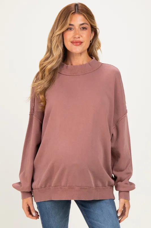 Chocolate Oversized High Neck Maternity Sweatshirt made by Pinkblush