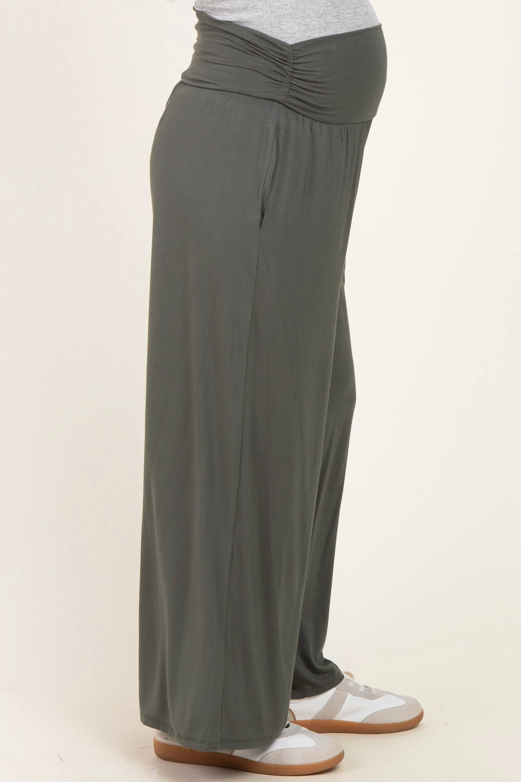 Gunmetal Wide Waist Band Maternity Wide Leg Maternity Pants sold by Pinkblush product image thumbnail 2