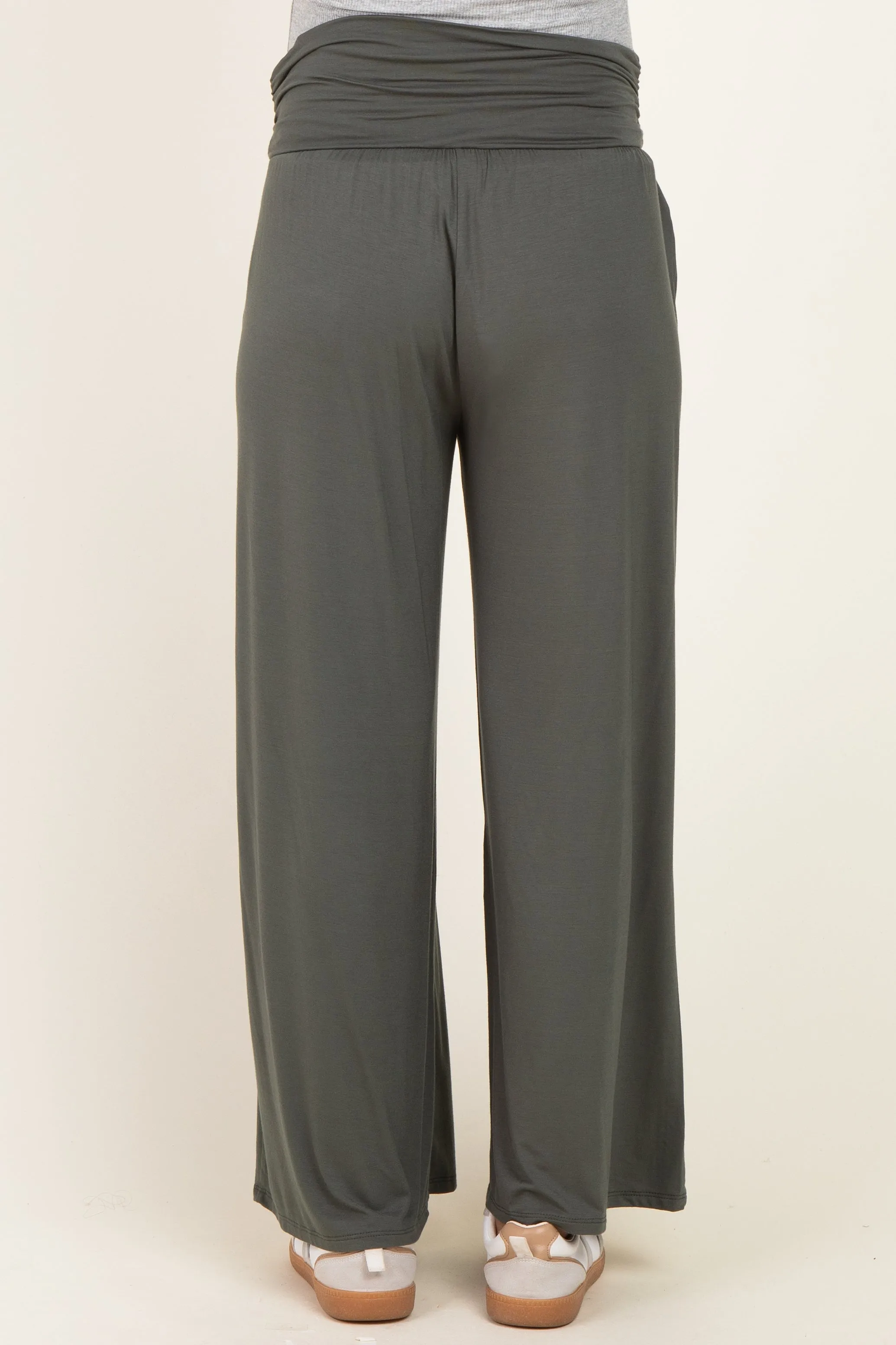 Gunmetal Wide Waist Band Maternity Wide Leg Maternity Pants sold by Pinkblush product image thumbnail 3