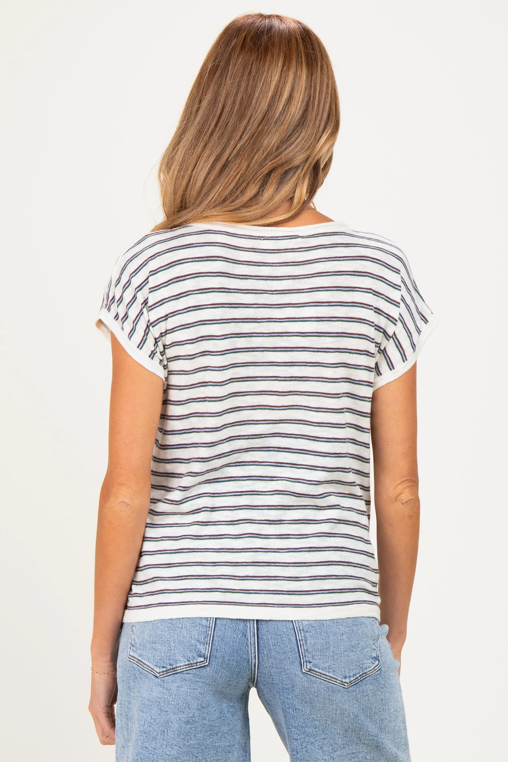 Plum Split Neck Striped Knit Maternity Top sold by Pinkblush product image thumbnail 3