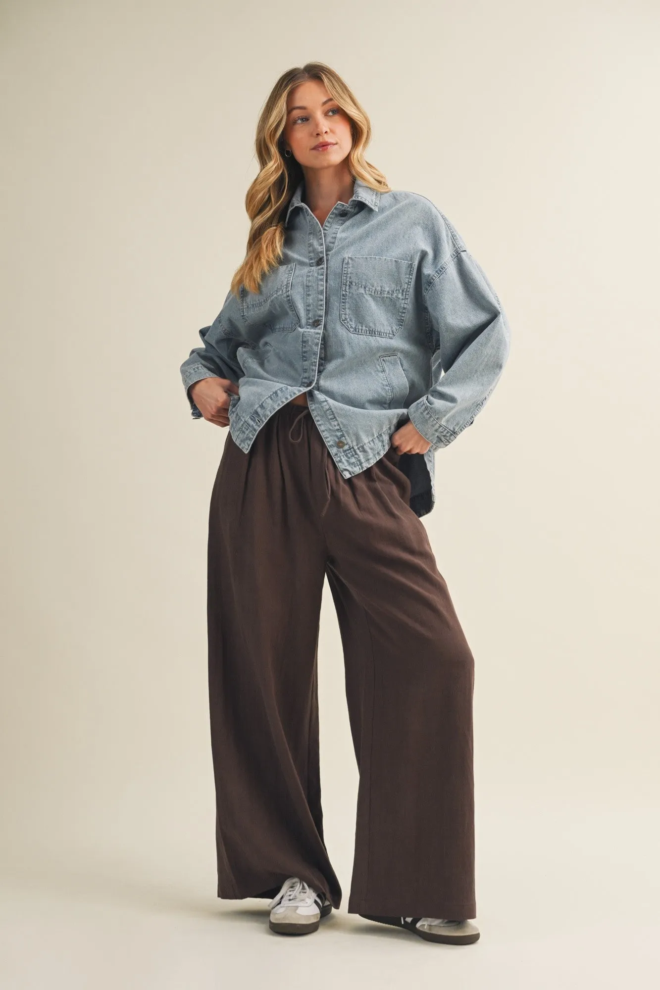 Espresso Drawstring Wide Leg Maternity Pants sold by Pinkblush product image thumbnail 5