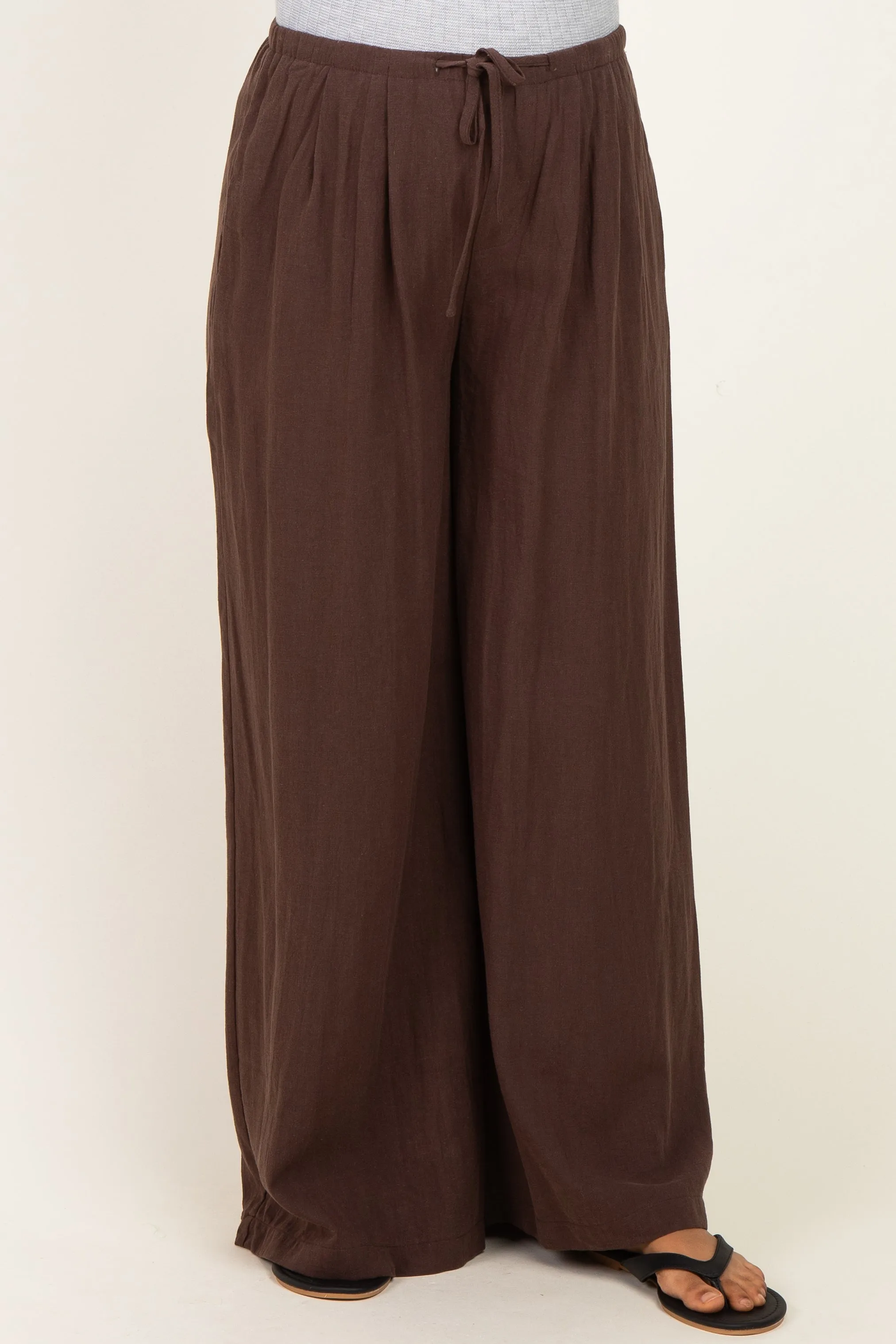Espresso Drawstring Wide Leg Maternity Pants sold by Pinkblush product image thumbnail 2