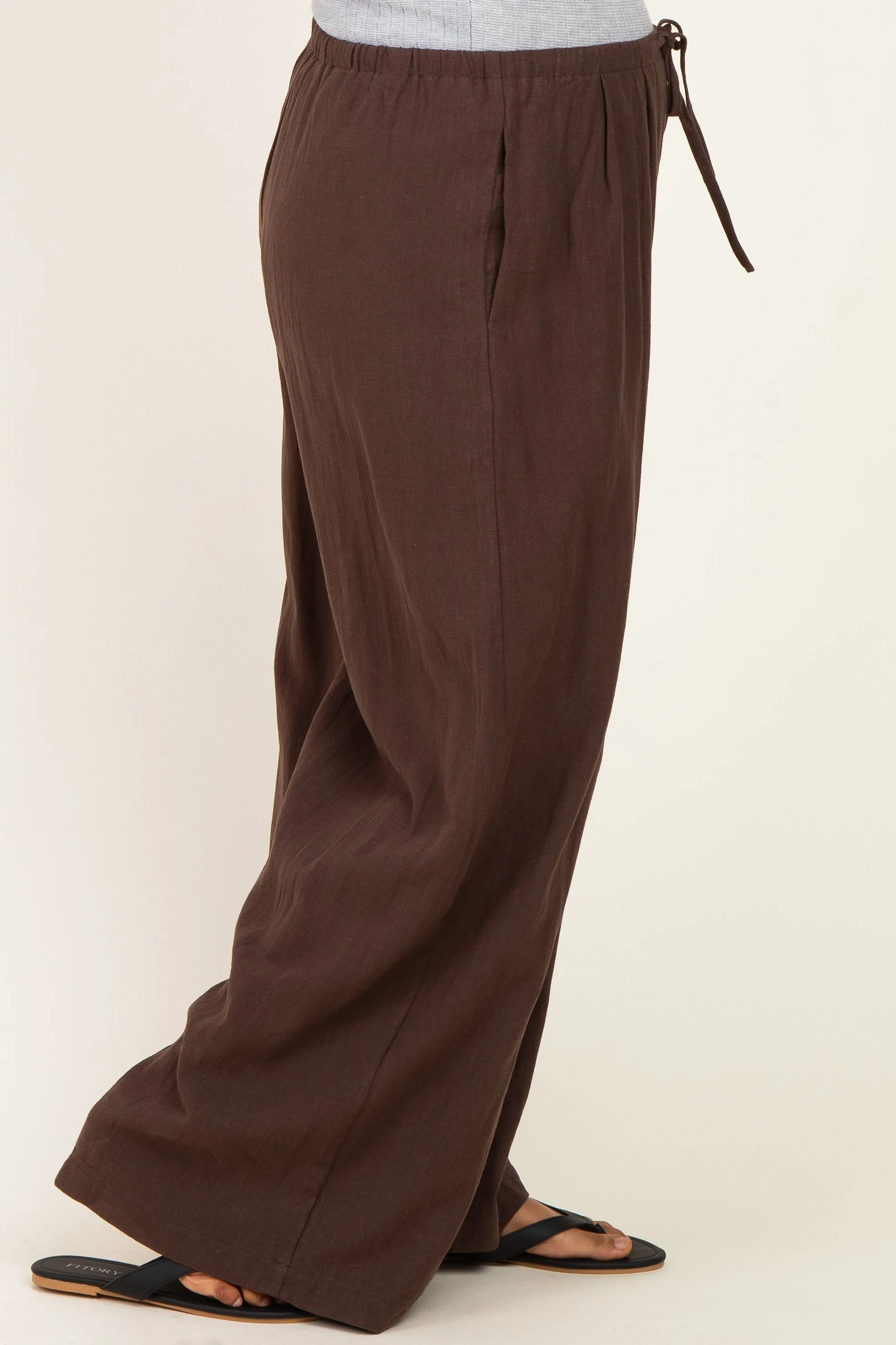 Espresso Drawstring Wide Leg Maternity Pants sold by Pinkblush product image thumbnail 3
