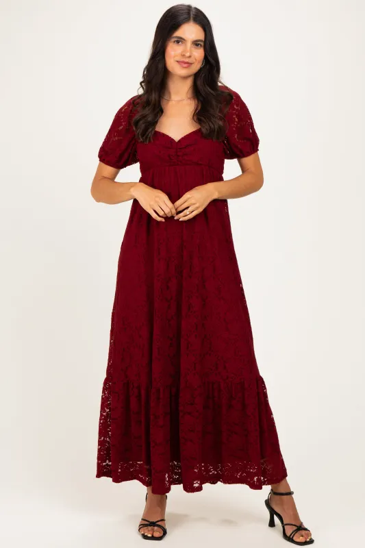 Burgundy Lace Maxi Dress made by Pinkblush