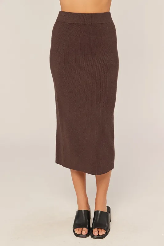 Chocolate Ribbed Sweater Midi Skirt made by tea n rose