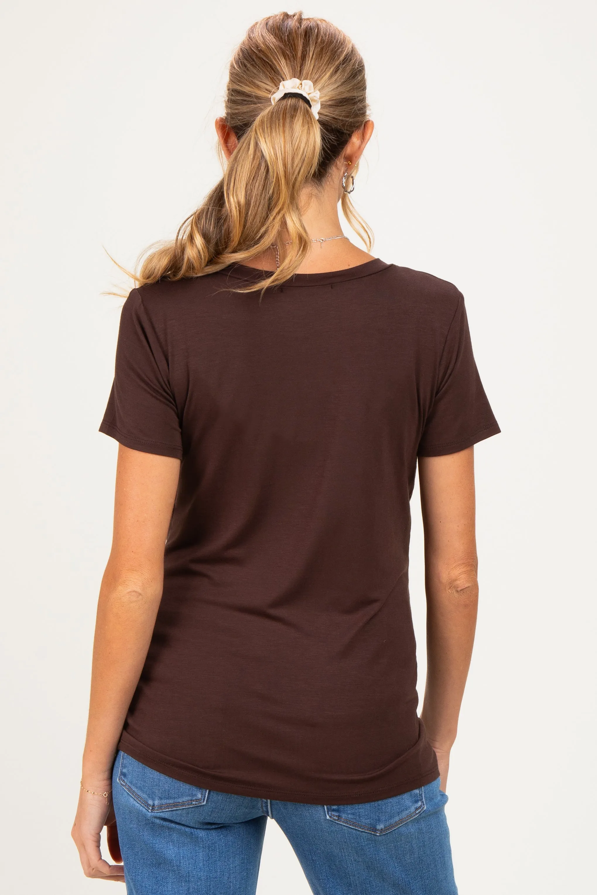 Brown Basic Short Sleeve Maternity Top sold by Pinkblush product image thumbnail 5
