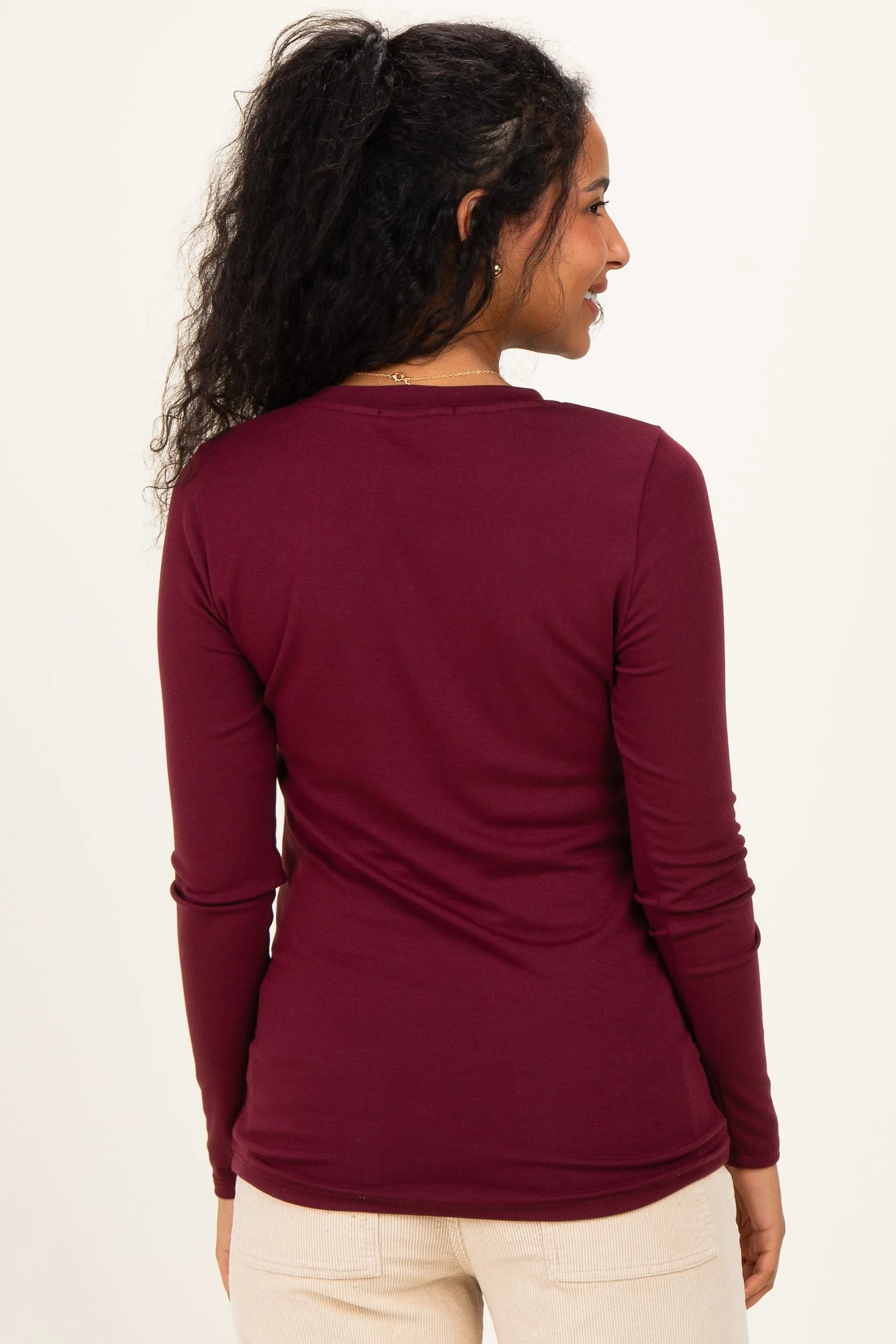 Burgundy Long Sleeve Maternity Top sold by Pinkblush product image thumbnail 3