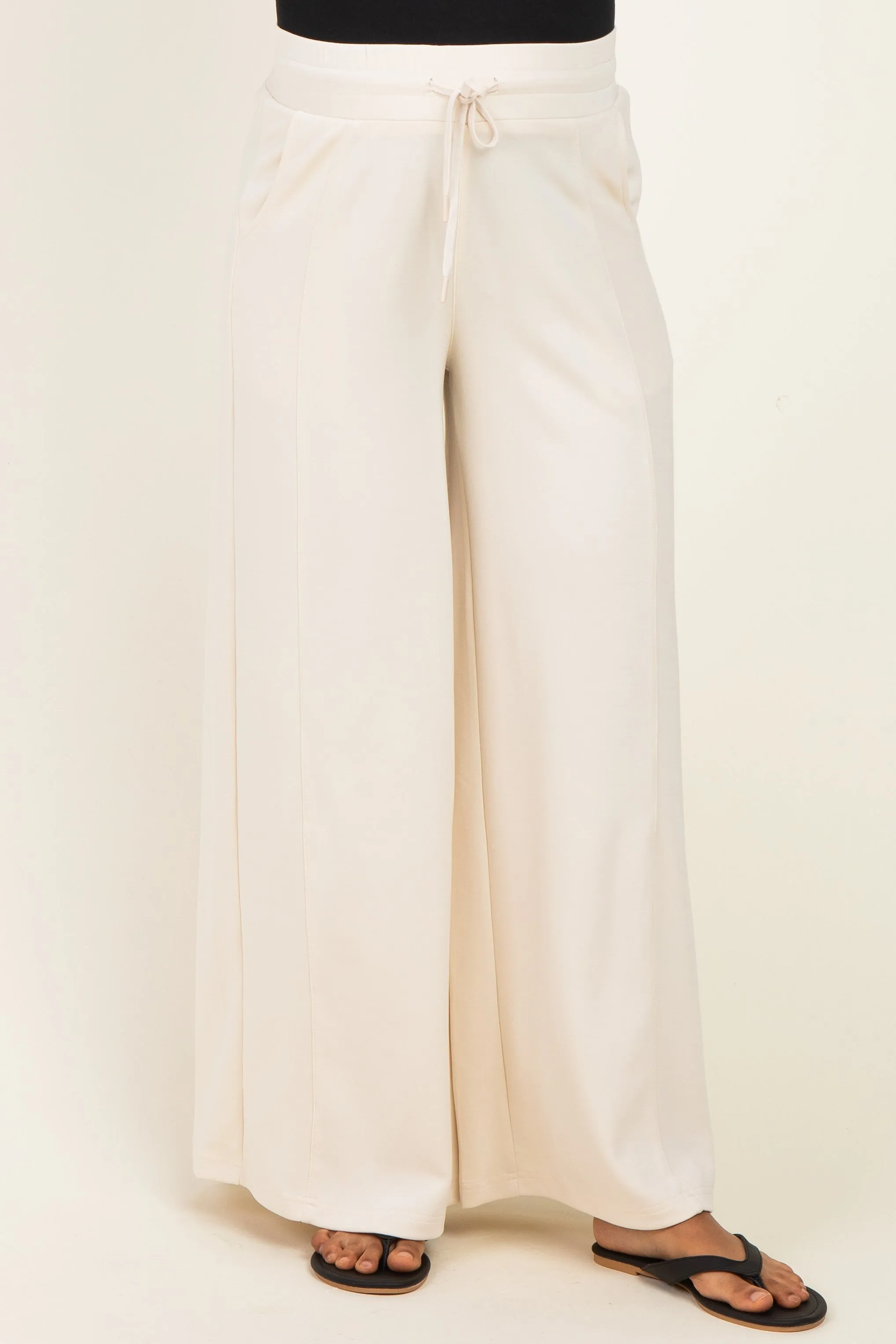 Cream Drawstring Maternity Lounge Pants sold by Pinkblush product image thumbnail 2