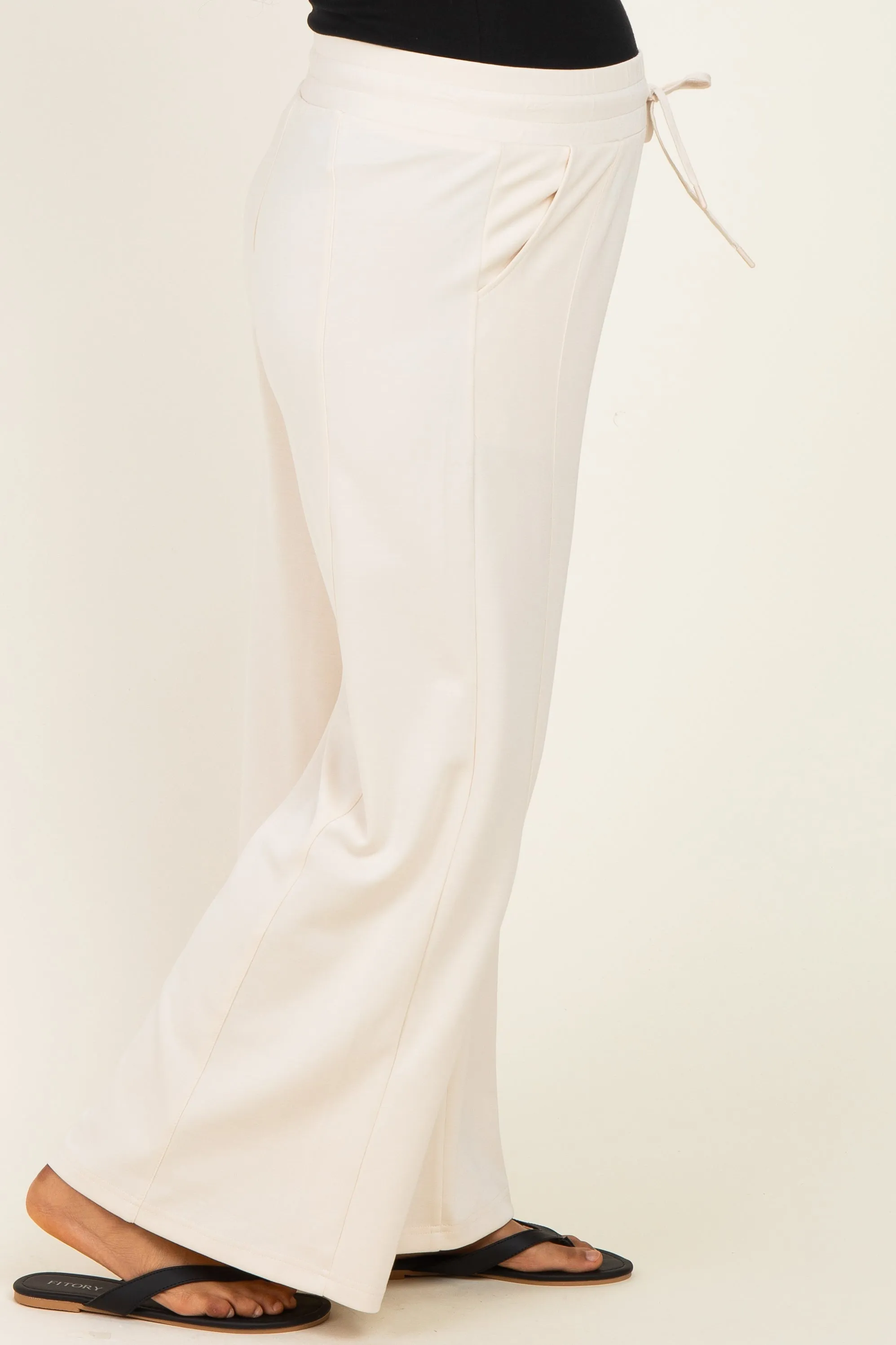 Cream Drawstring Maternity Lounge Pants sold by Pinkblush product image thumbnail 3