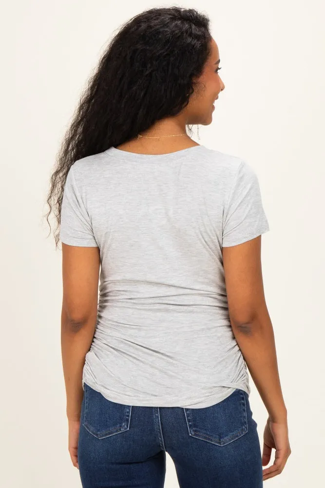 Heather Grey Basic Short Sleeve Maternity Fitted Top sold by Pinkblush product image thumbnail 5