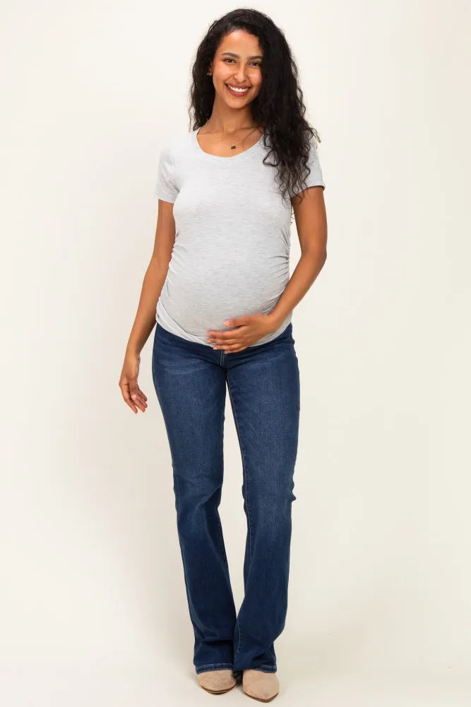 Heather Grey Basic Short Sleeve Maternity Fitted Top sold by Pinkblush product image thumbnail 3