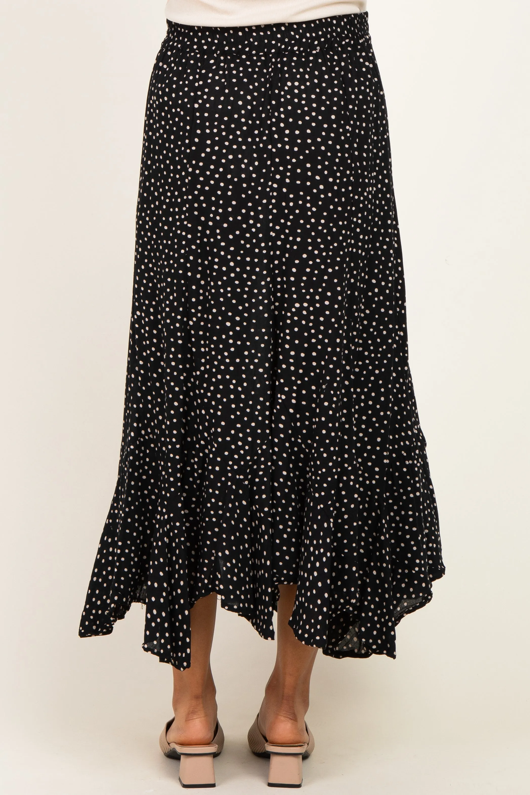 Black Polka Dot Ruffle Hem Maternity Maxi Skirt sold by Pinkblush product image thumbnail 4