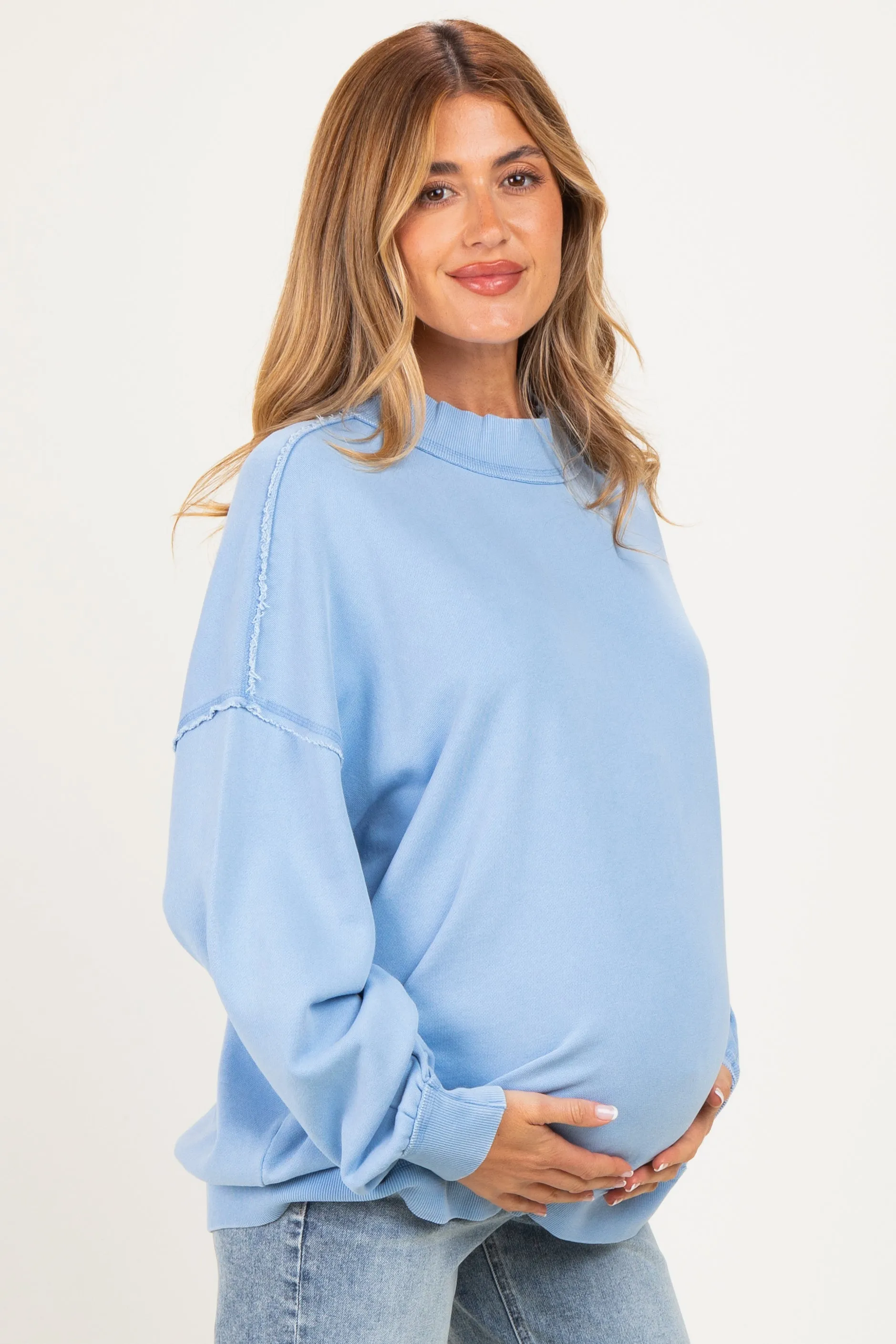 Ocean Blue Oversized High Neck Maternity Sweatshirt sold by Pinkblush product image thumbnail 2
